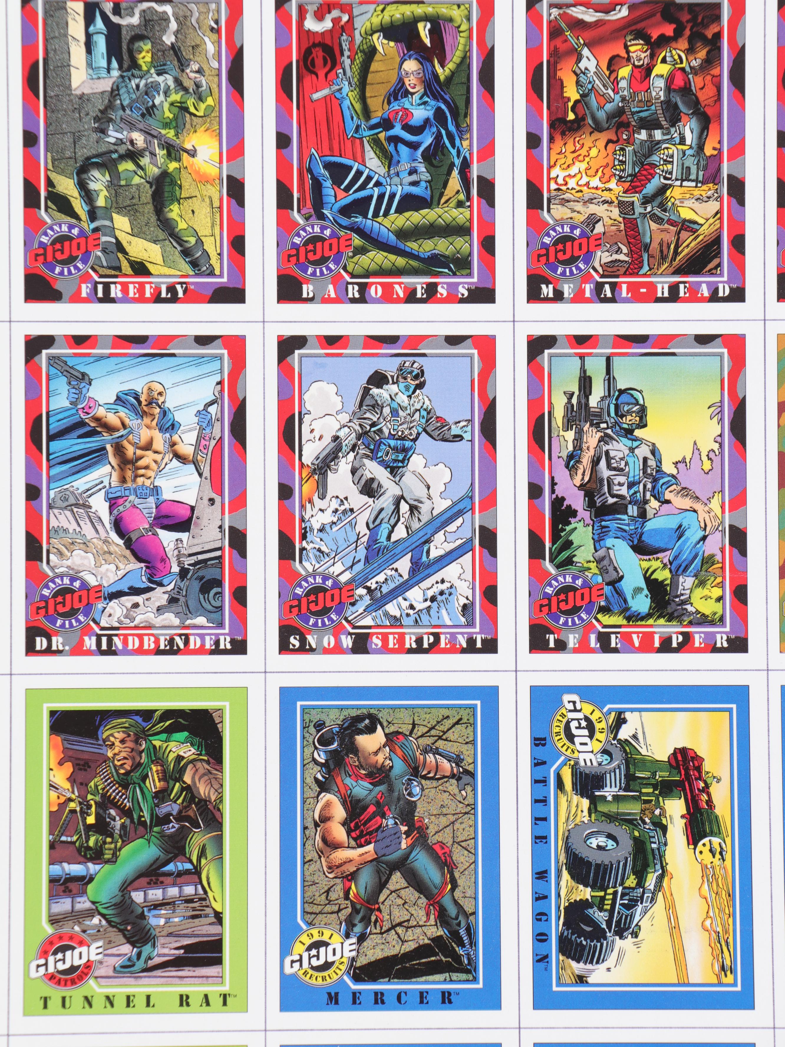 1991 Impel Proof G.I. Joe Uncut Trading Card Sheet