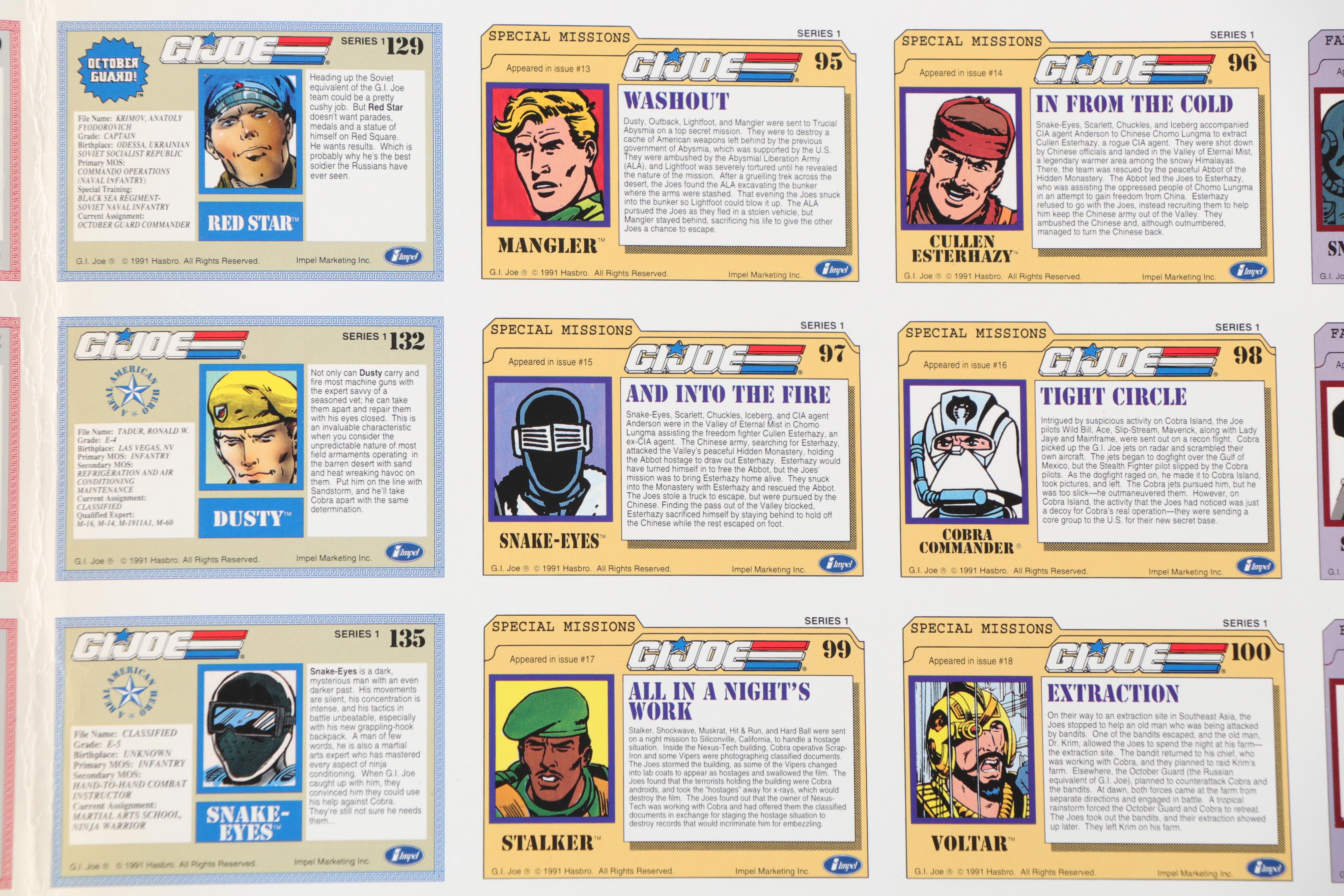 1991 Impel Proof G.I. Joe Uncut Trading Card Sheet