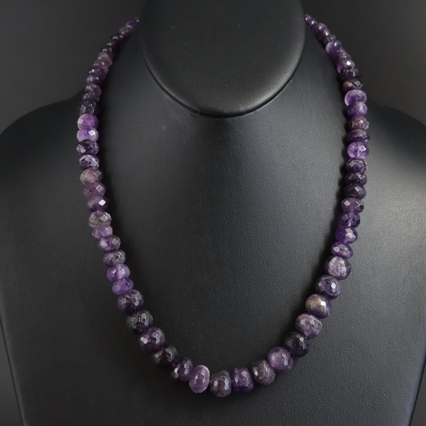 Graduated Amethyst Necklace with 14K Clasp