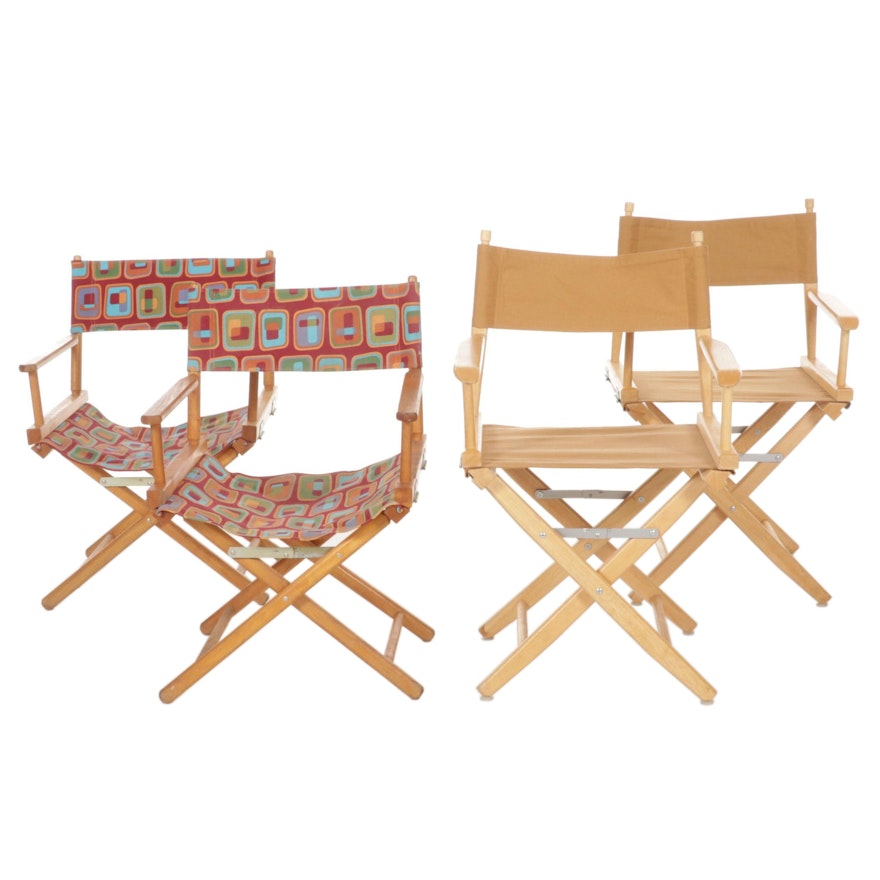 Four Folding Director's Chairs with Canvas Seats, Late 20th to 21st Century