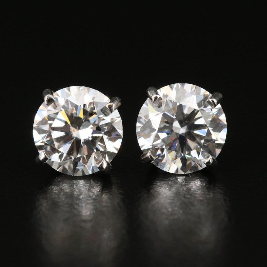 Platinum 4.05 CTW Diamond Solitaire Earrings with IGI Reports