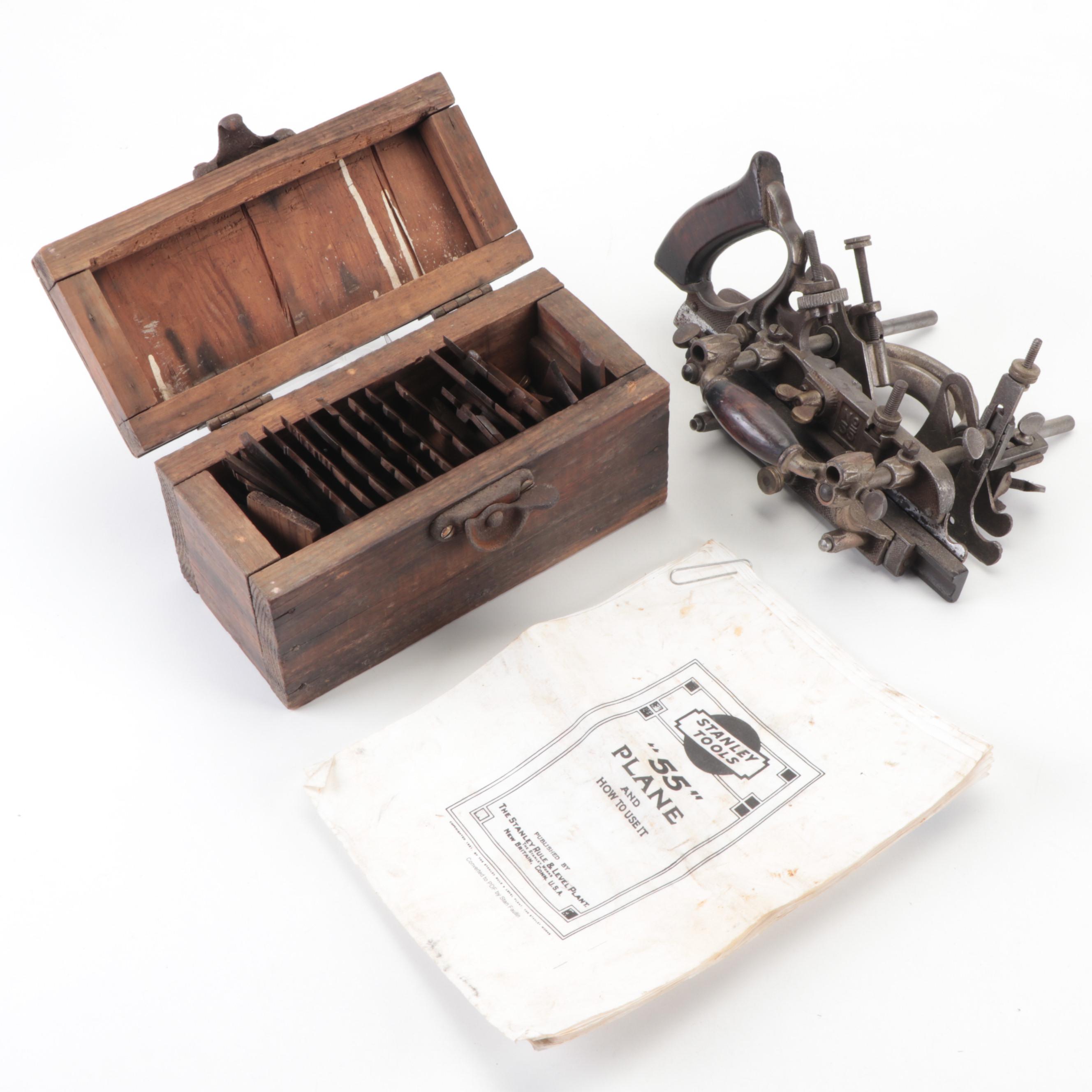Stanley Tools No. 55 Hand Plane with Cutters, Early 20th Century