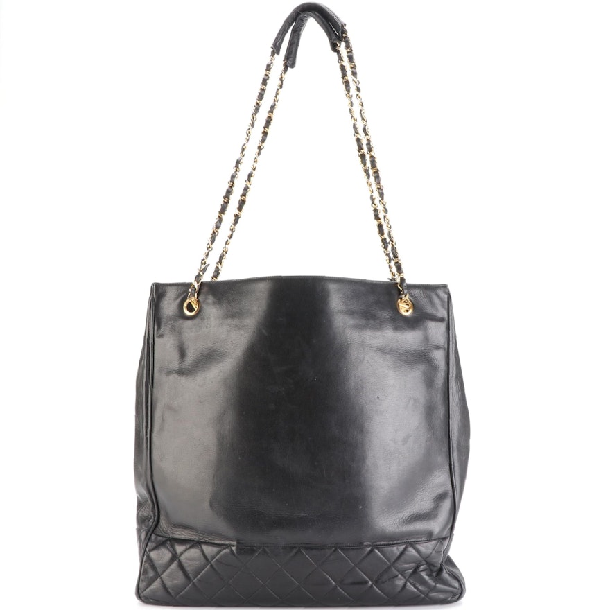 Chanel Medium Chain Shoulder Bag in Black Calfskin Leather