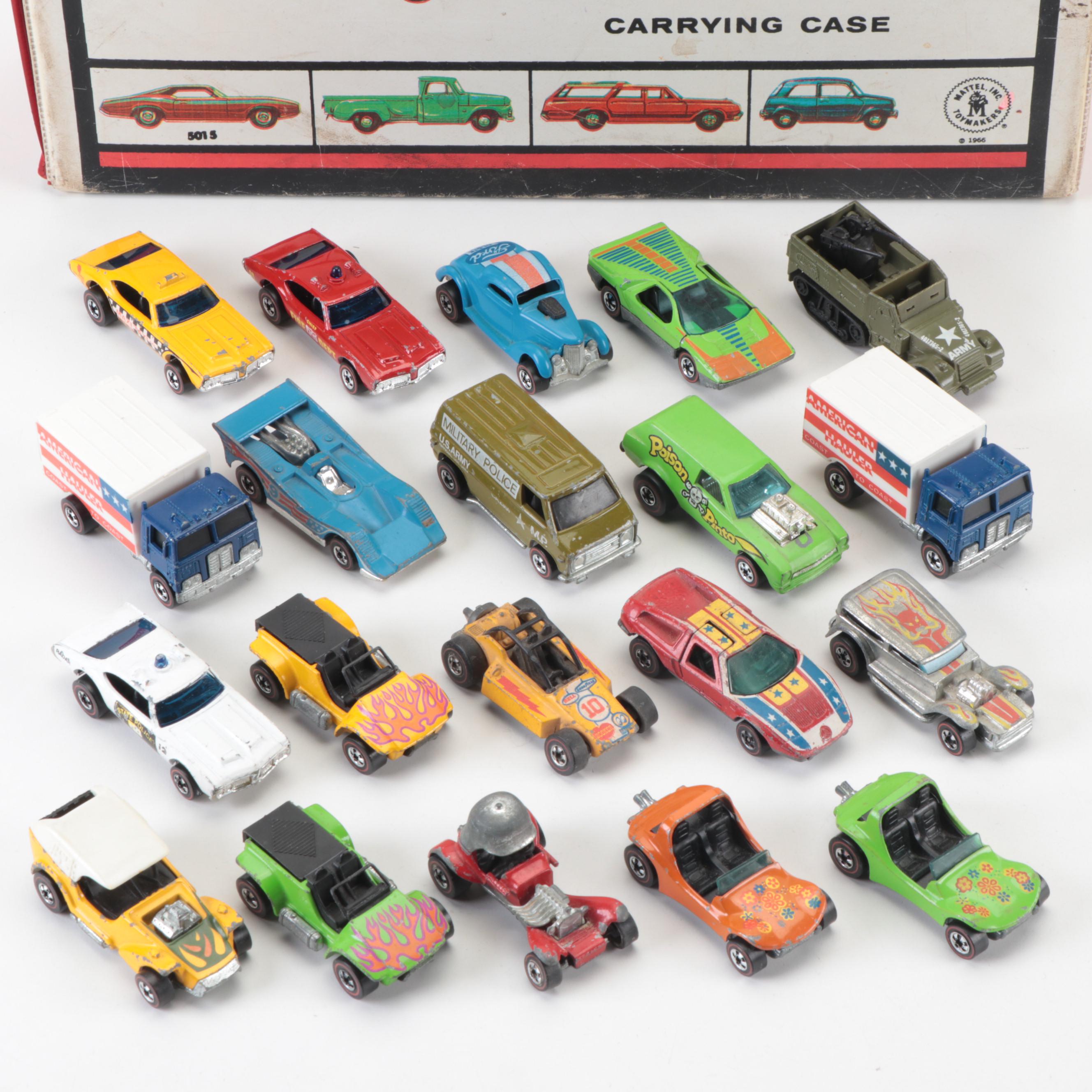 Mattel Redline Hot Wheels Diecast Cars with Carrying Case