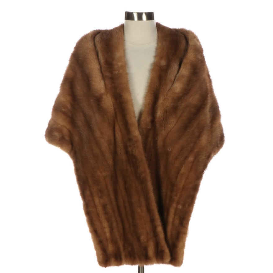 Medium Pastel Brown Mink Fur Stole