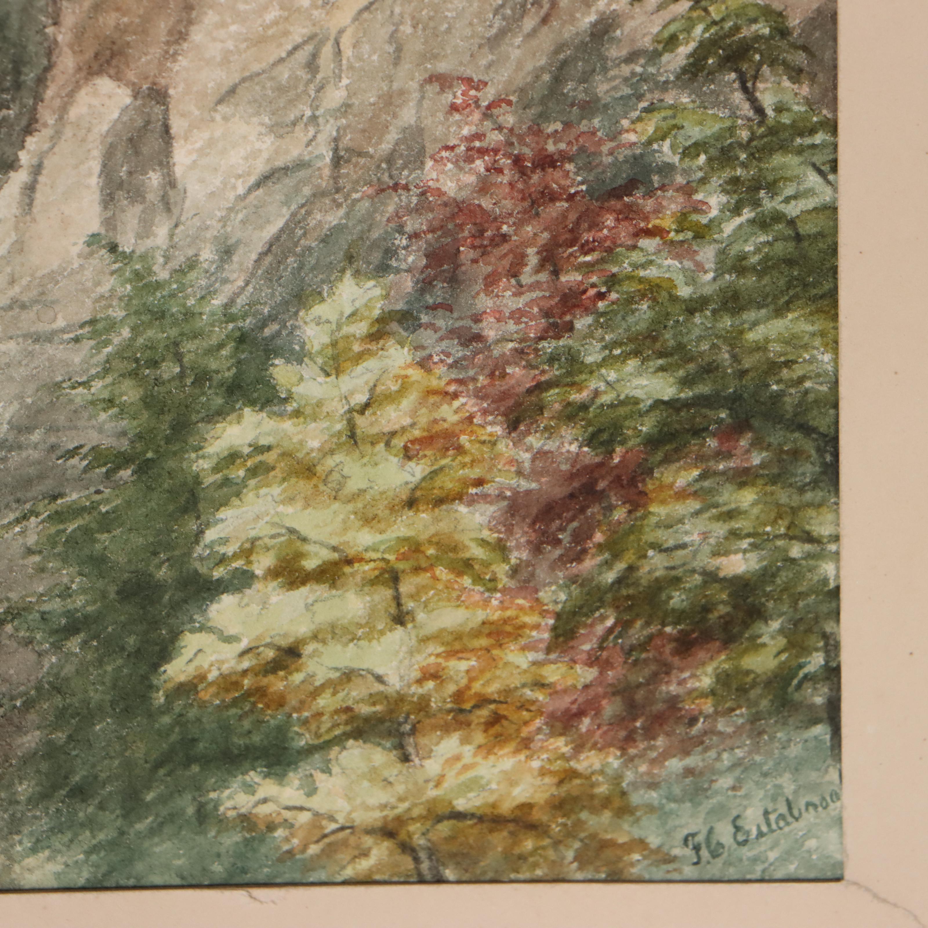 Watercolor Painting of Rocky Cliff "Lover's Leap"