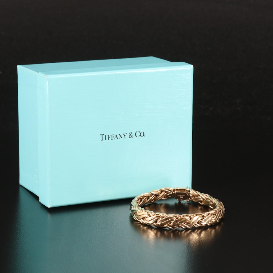 Tiffany & Co. 14K Russian Braid Chain Bracelet with Branded Box