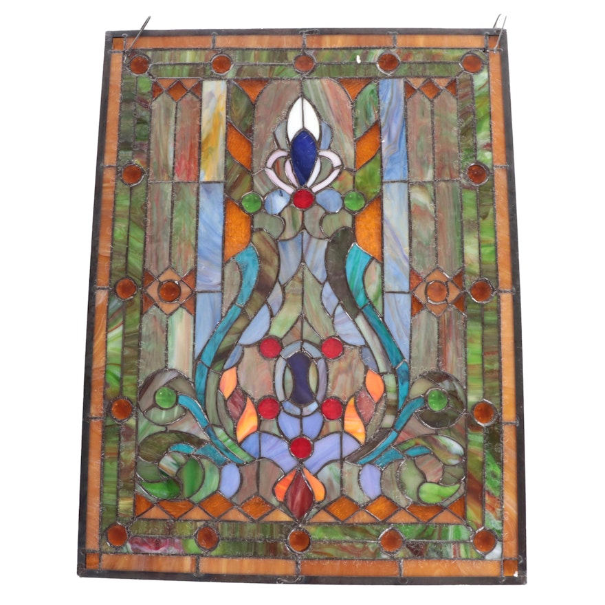 Art Nouveau Style Stained Glass Window Panel