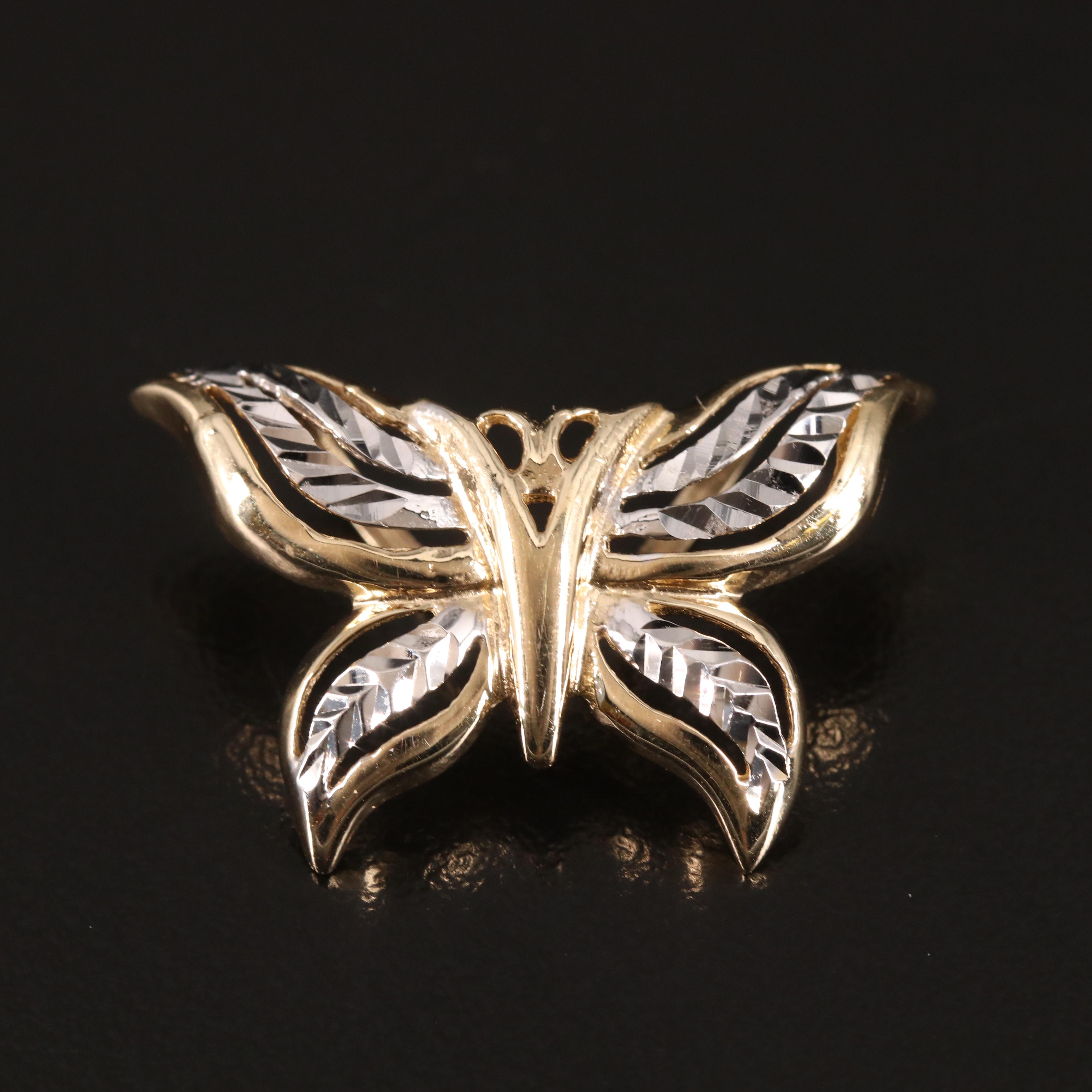 Two-Tone 14K Butterfly Slide Pendant