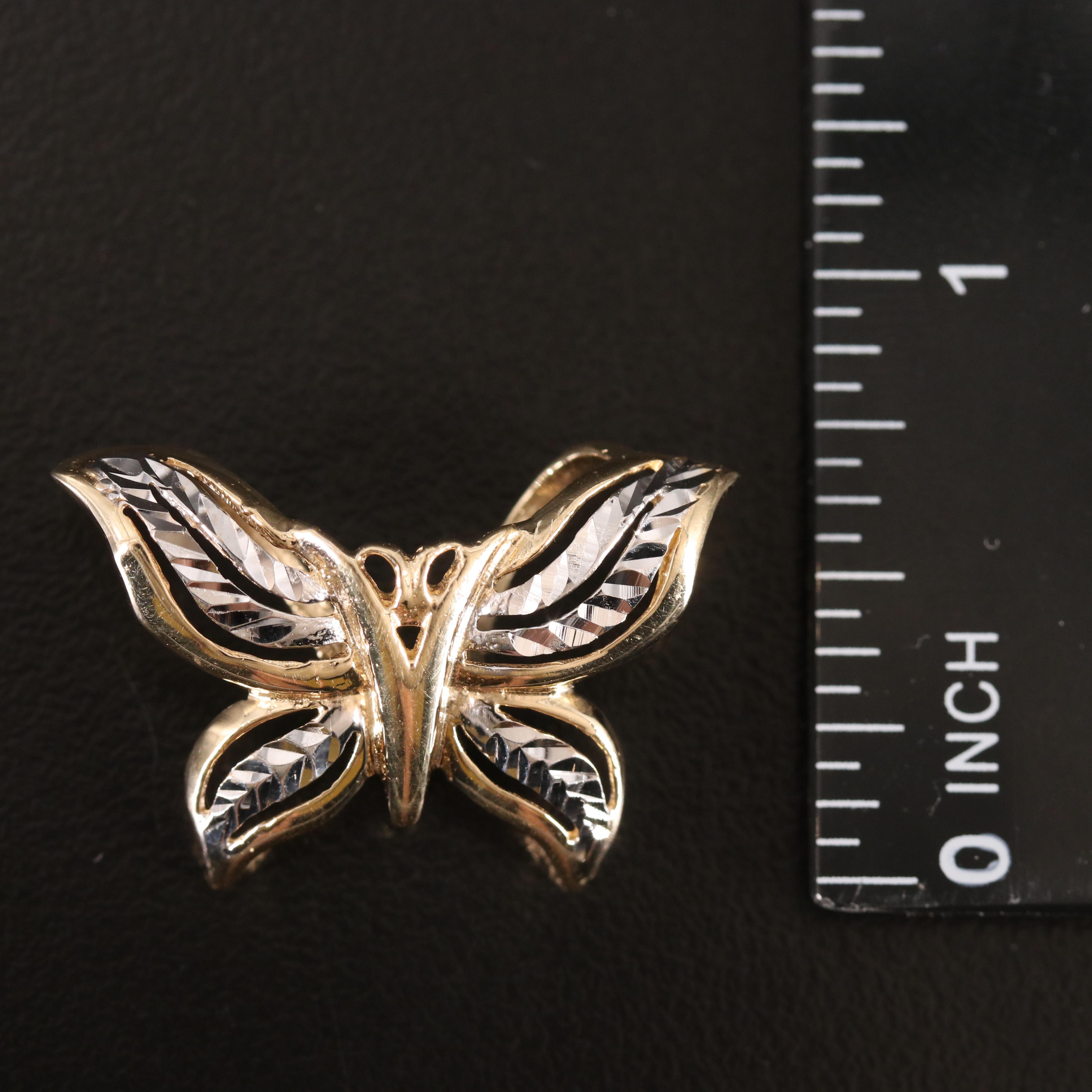 Two-Tone 14K Butterfly Slide Pendant