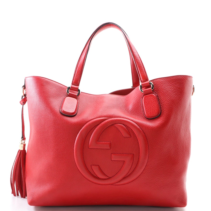 Gucci Soho Working Tote in Red Grained Leather