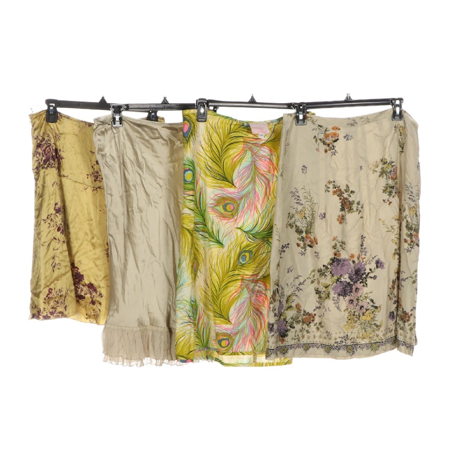 Mac & Jac Bead Detail Silk Skirts (NWT) and Nanette Lepore Silk Print Skirt