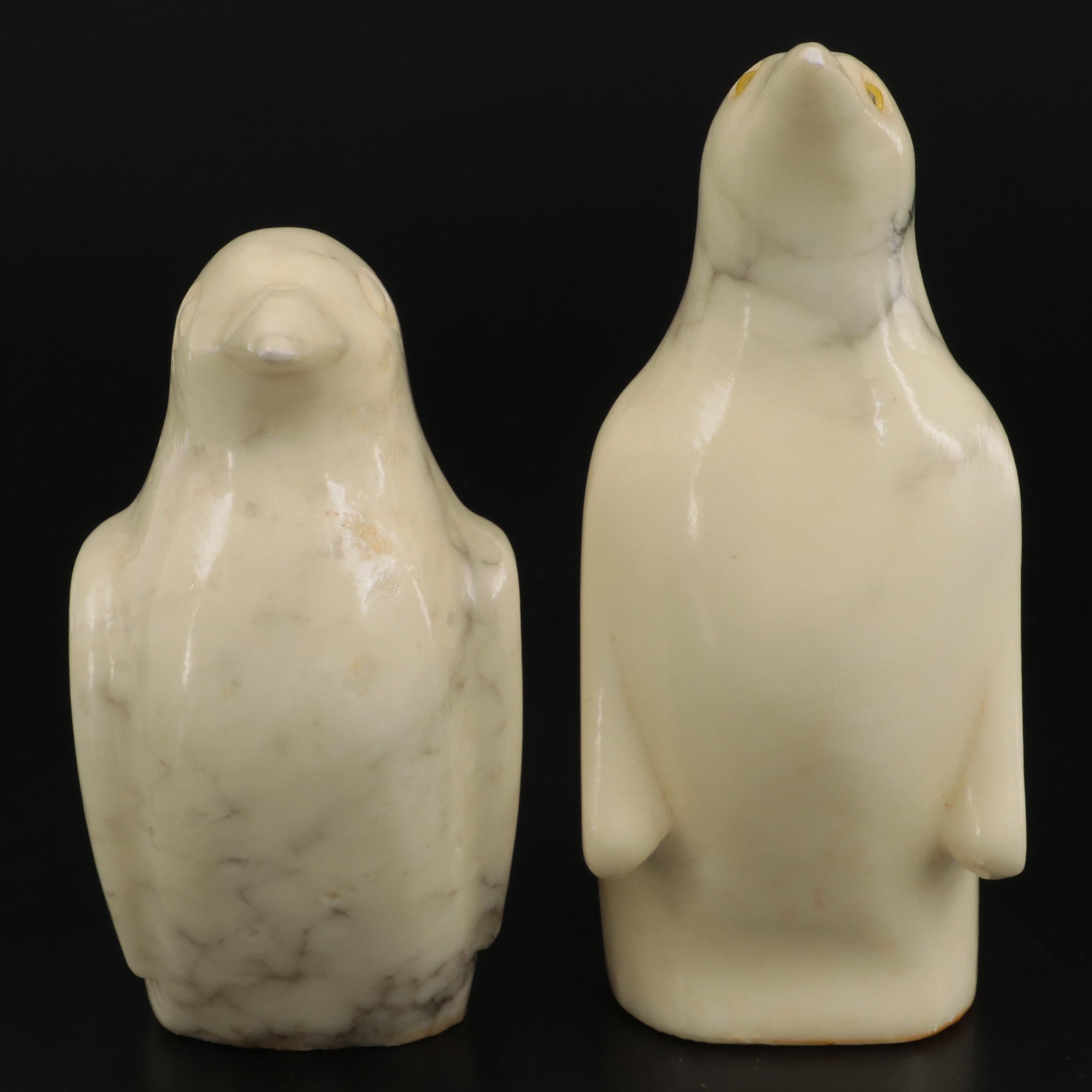Italian Carved Alabaster Penguin Figurines, Mid to Late 20th Century