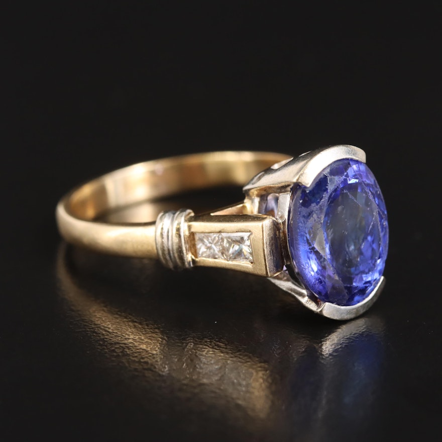 14K 7.19 CT Tanzanite and Diamond Ring