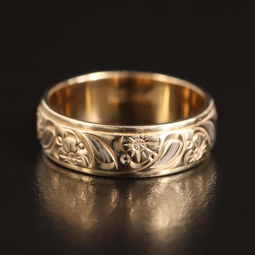 14K Floral Patterned Band