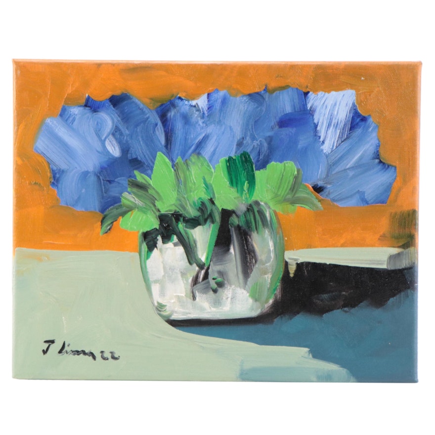 José M. Lima Floral Still Life Oil Painting, 2022