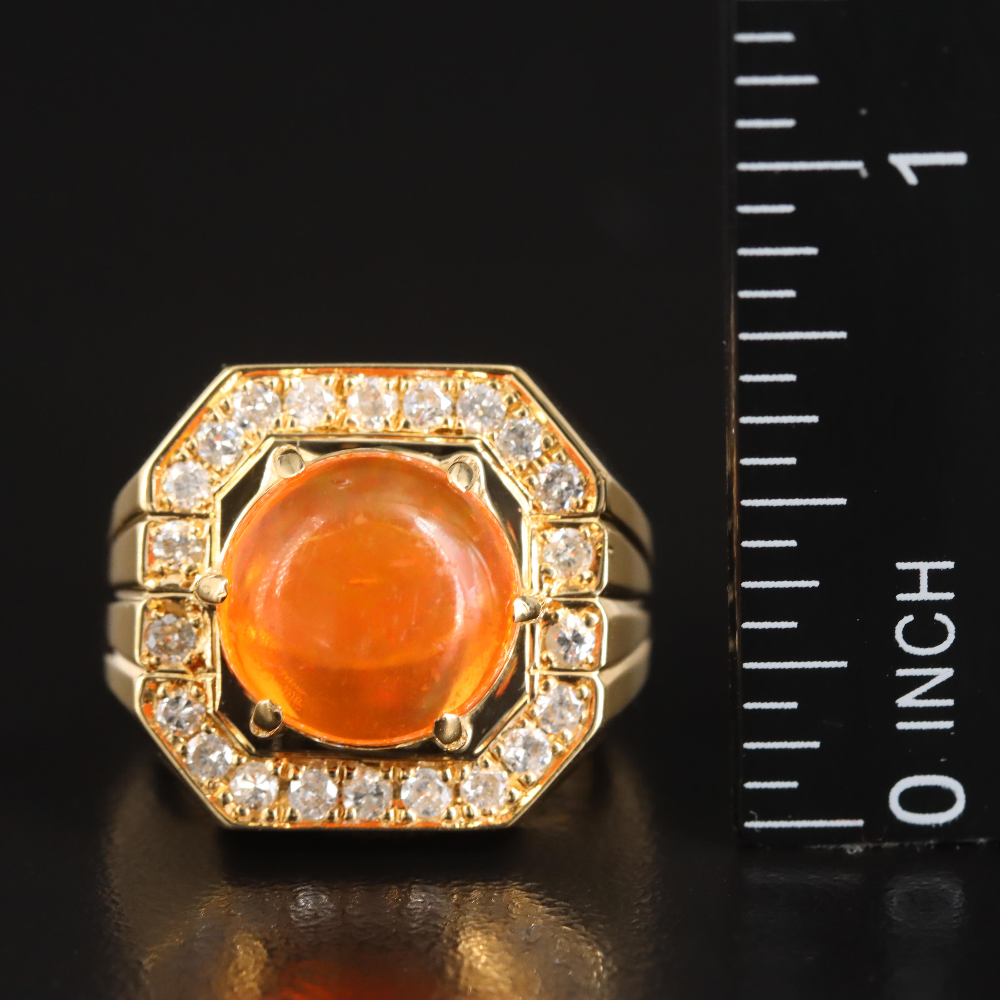 18K 4.04 CTW Fire Opal and Diamond Ring