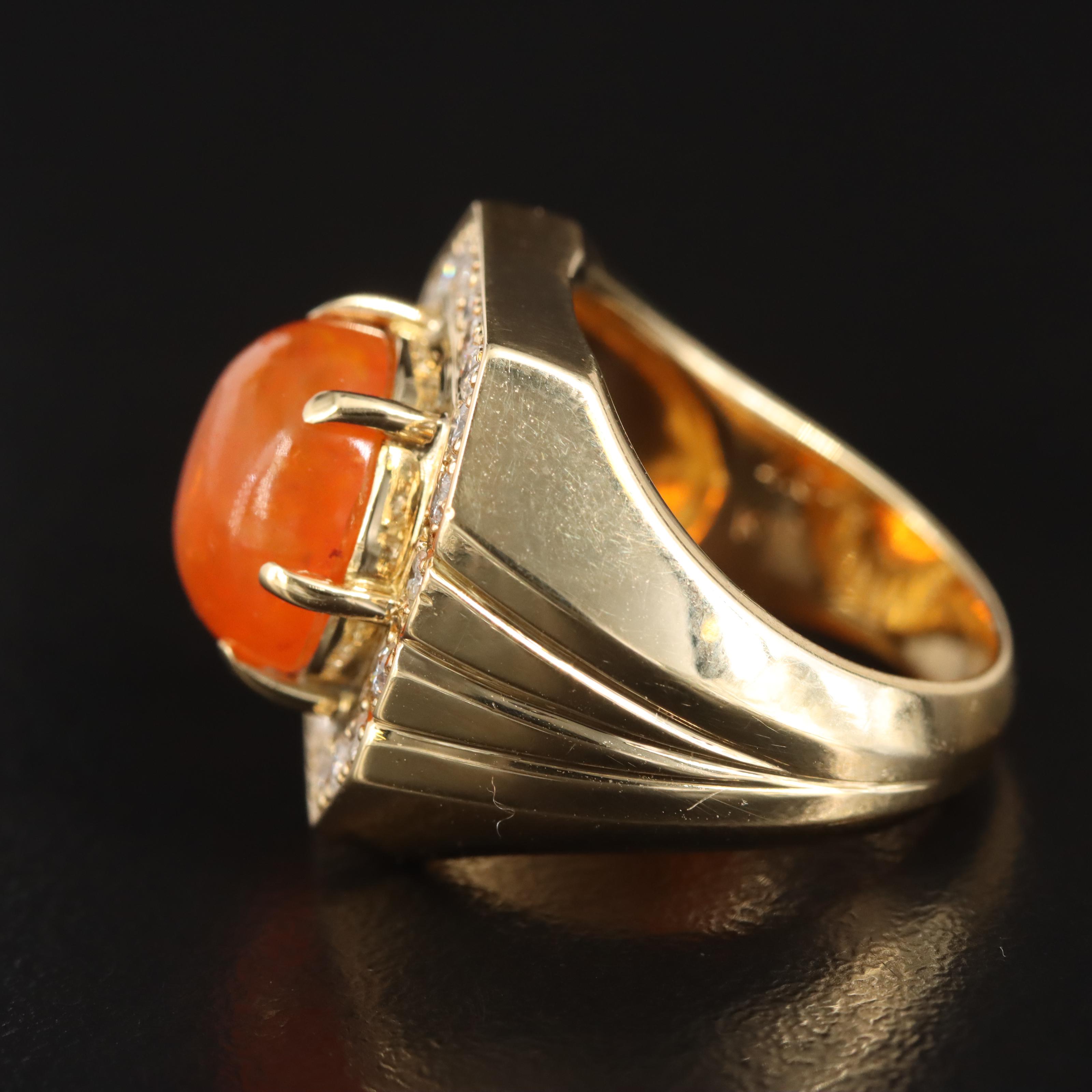 18K 4.04 CTW Fire Opal and Diamond Ring