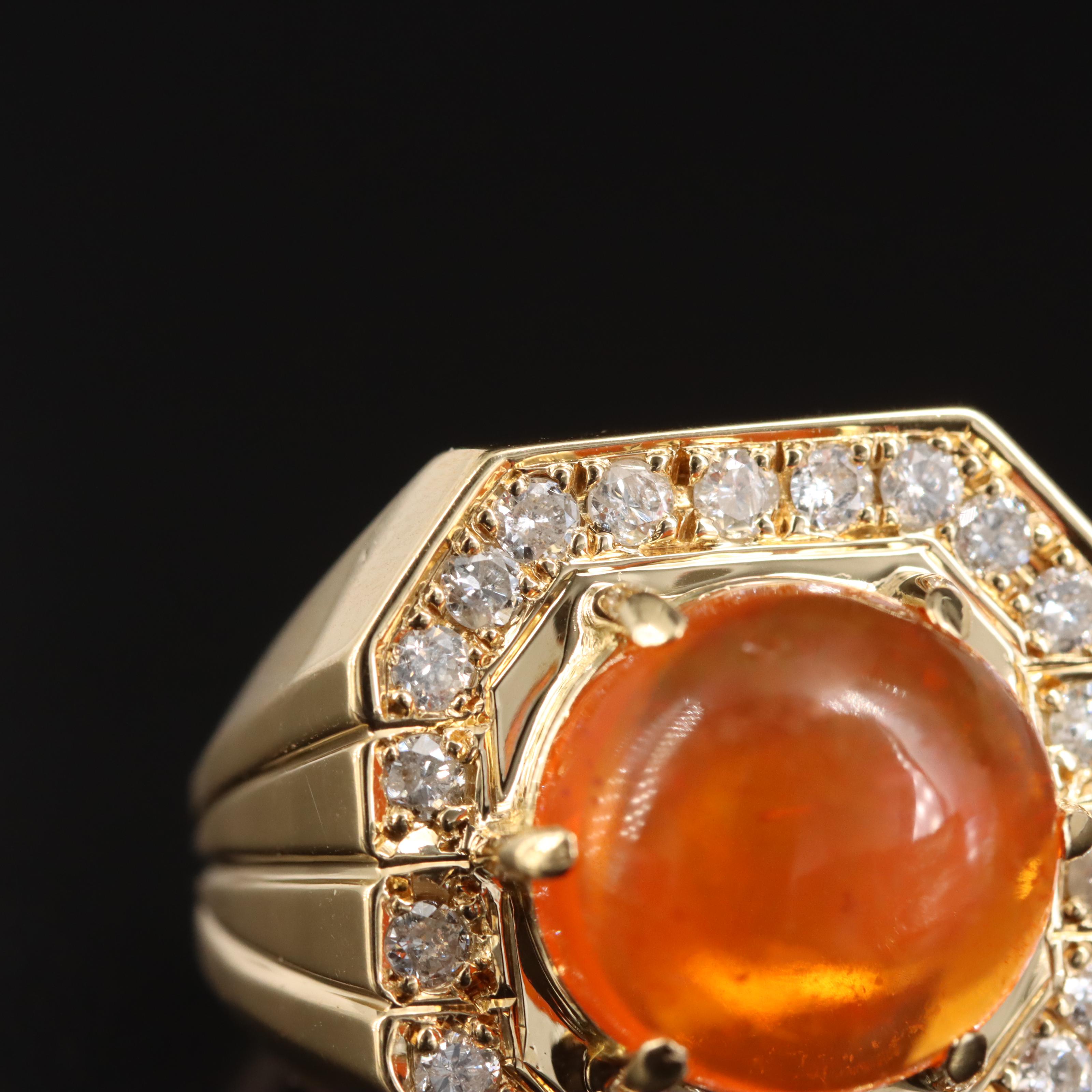 18K 4.04 CTW Fire Opal and Diamond Ring