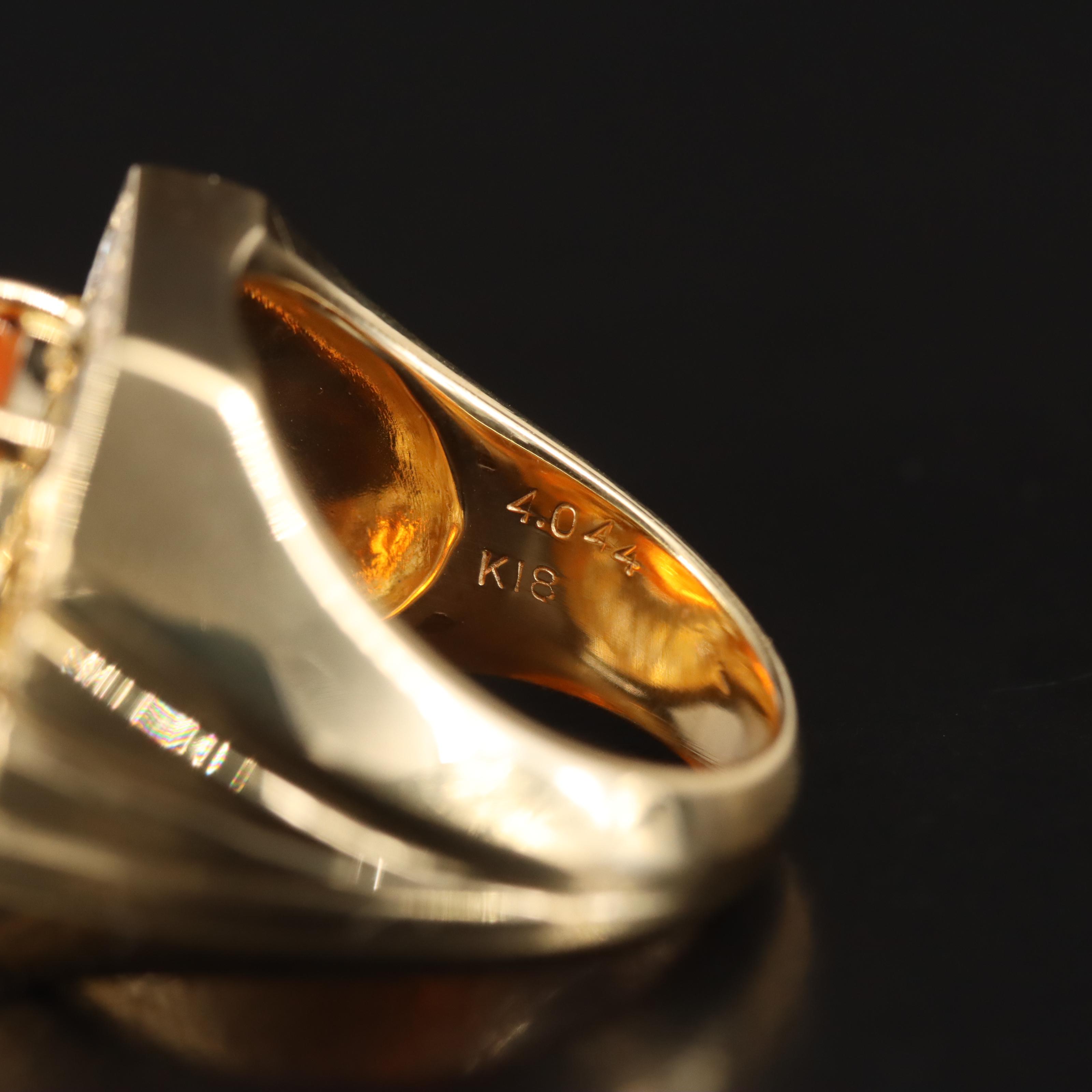 18K 4.04 CTW Fire Opal and Diamond Ring