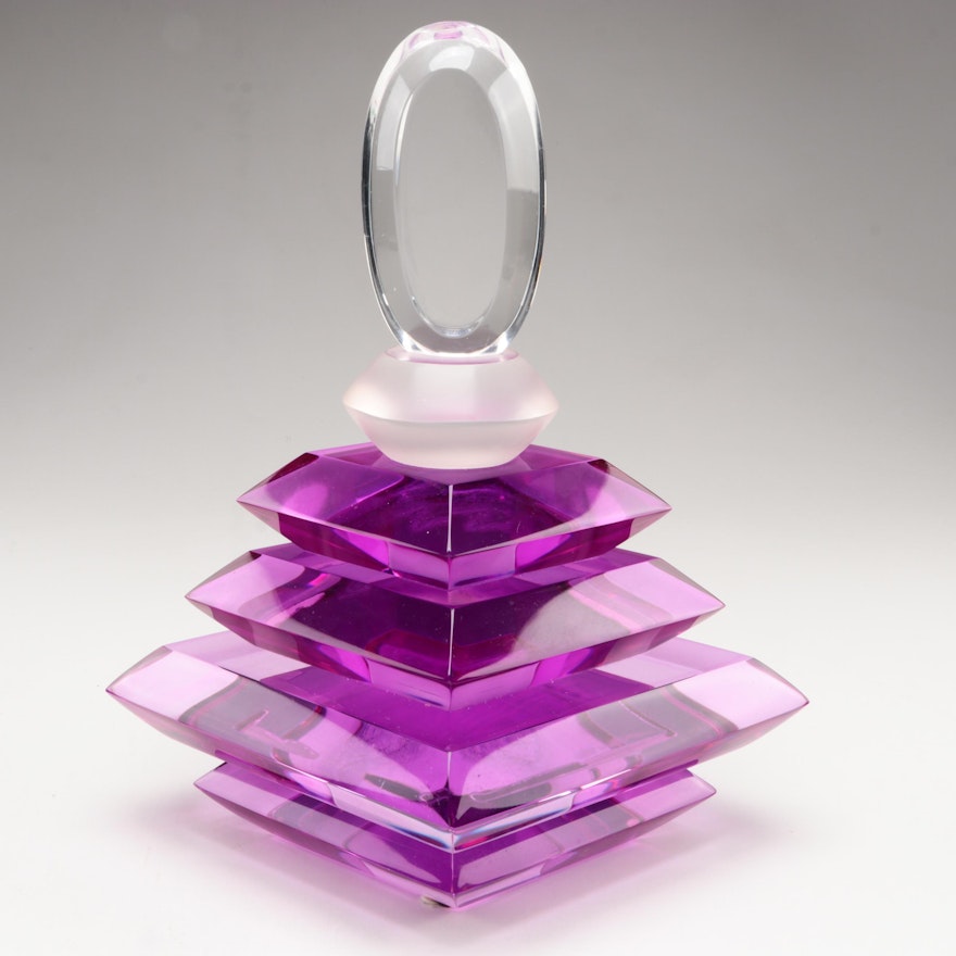 Geometric Purple and Clear Acrylic Large Factice Perfume Bottle