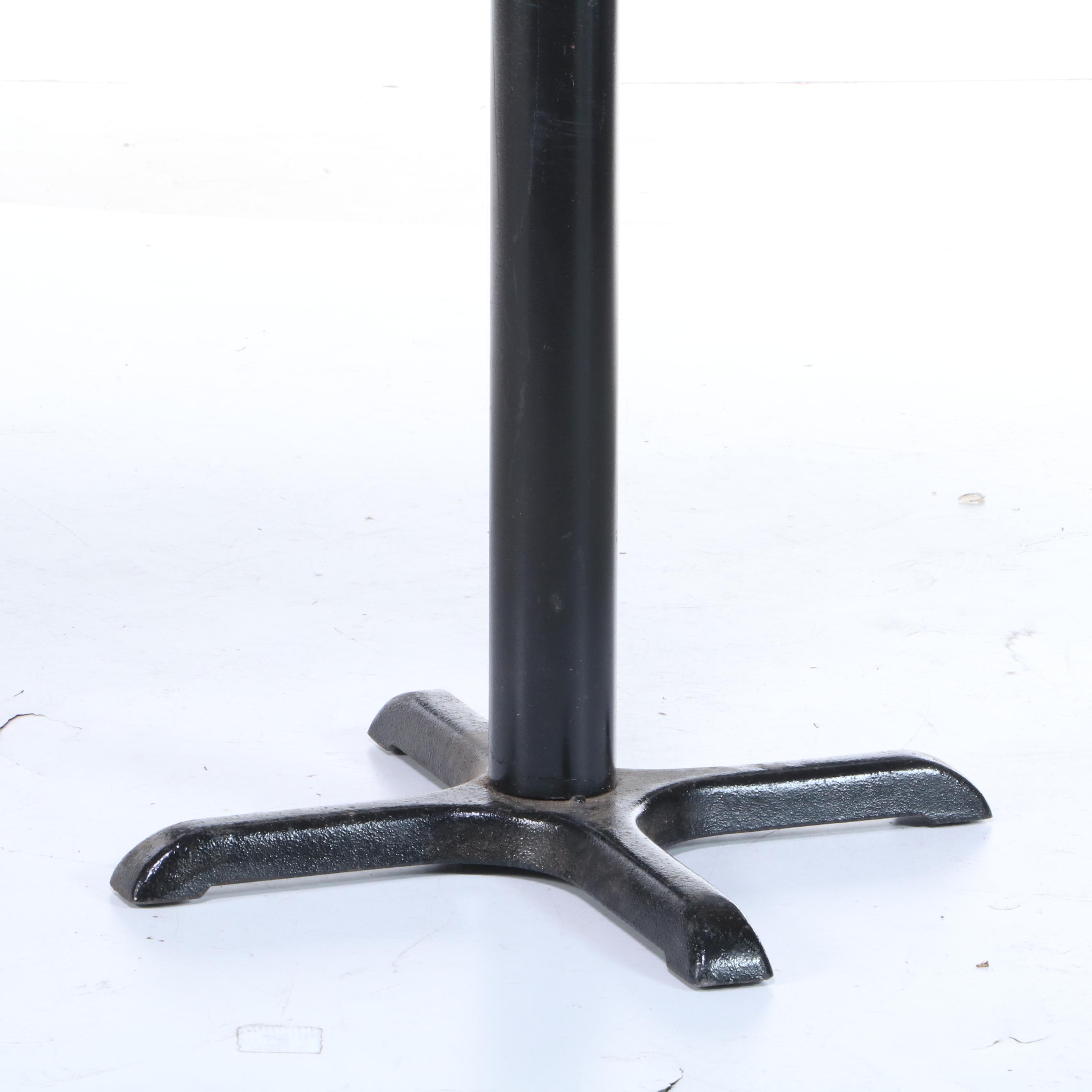 Contemporary Live Edge Wood Slab and Black Metal Pedestal Table