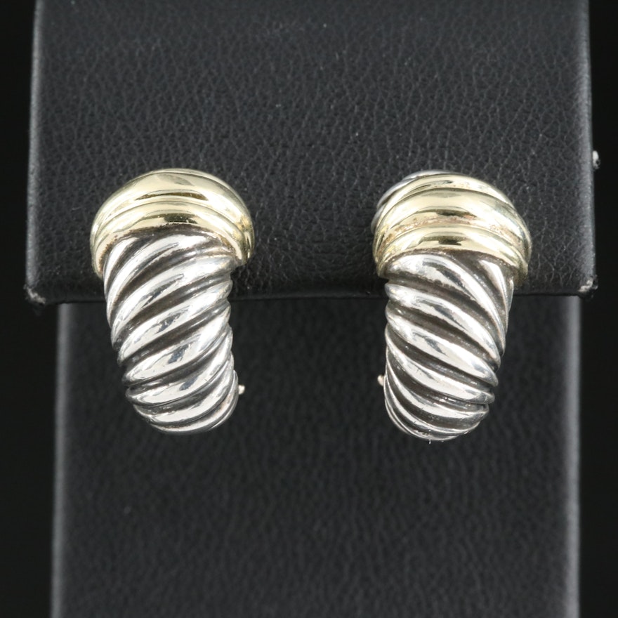 David Yurman Sterling Shrimp Earrings with 14K Accents