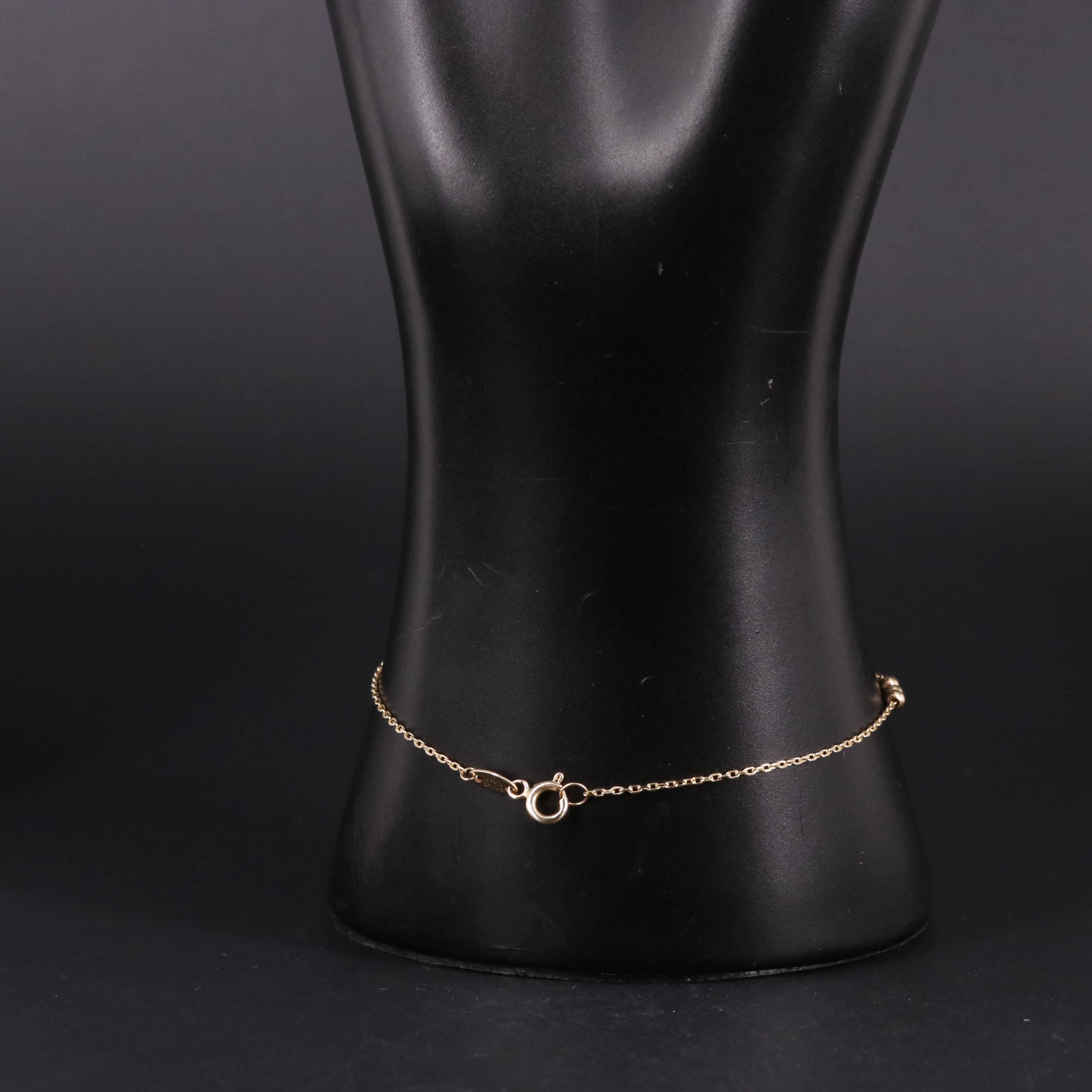 14K Cable Chain Bracelet With Stationary "Love" and Beading