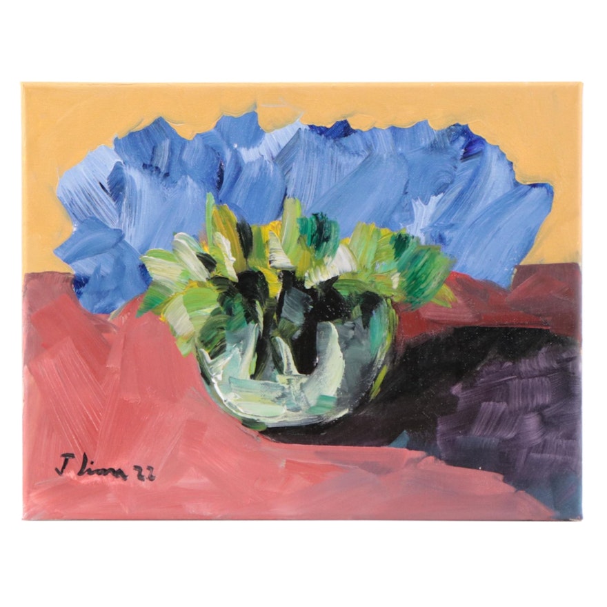 José M. Lima Floral Still Life Oil Painting, 2022