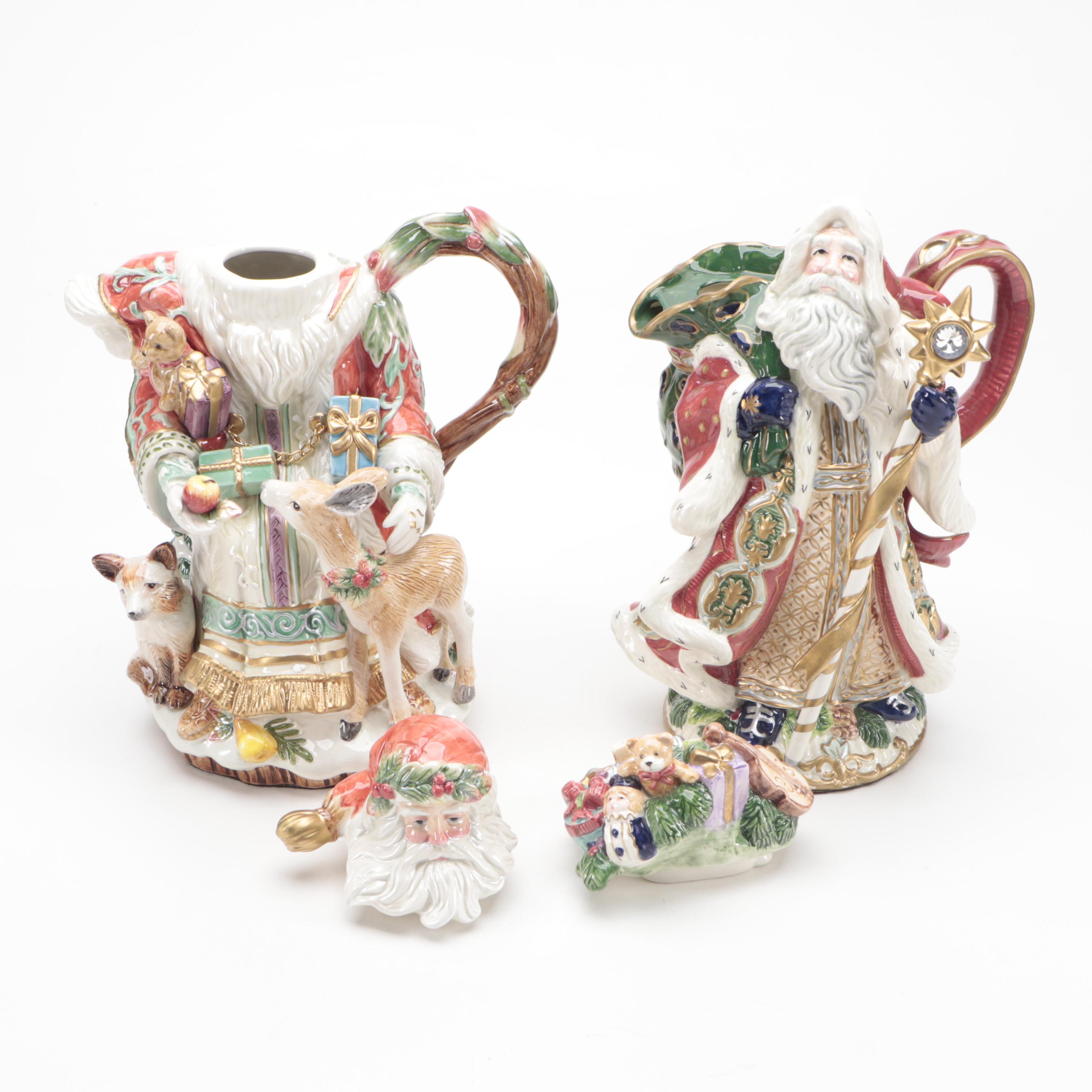 Fitz and Floyd "Enchanted Holiday" and Other Ceramic Teapot and Figurines