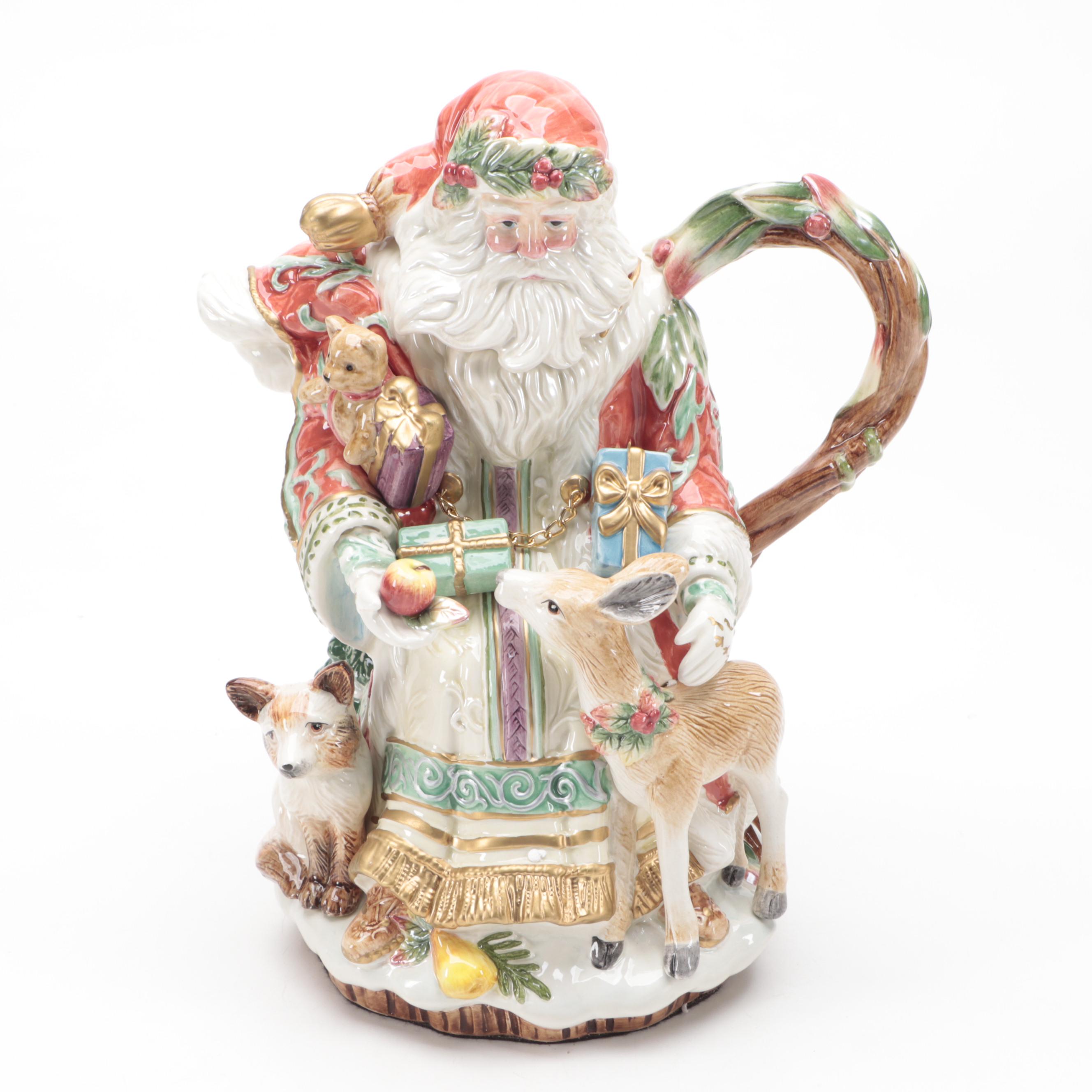 Fitz and Floyd "Enchanted Holiday" and Other Ceramic Teapot and Figurines