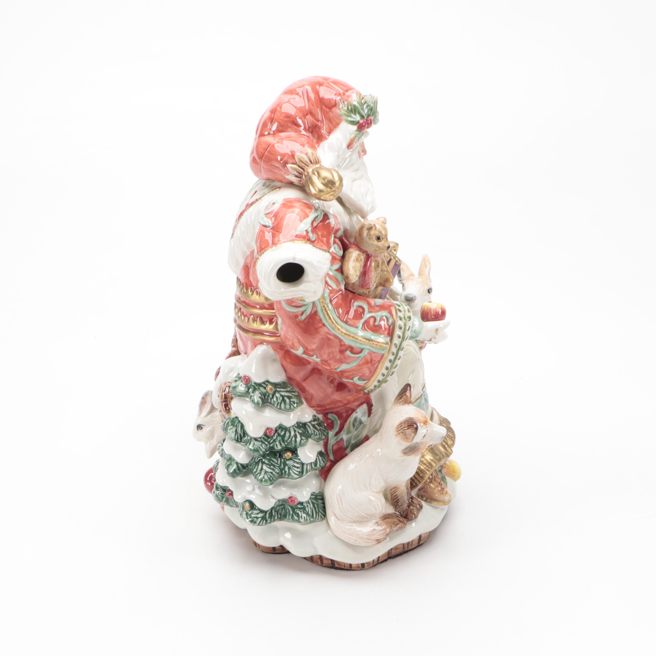 Fitz and Floyd "Enchanted Holiday" and Other Ceramic Teapot and Figurines