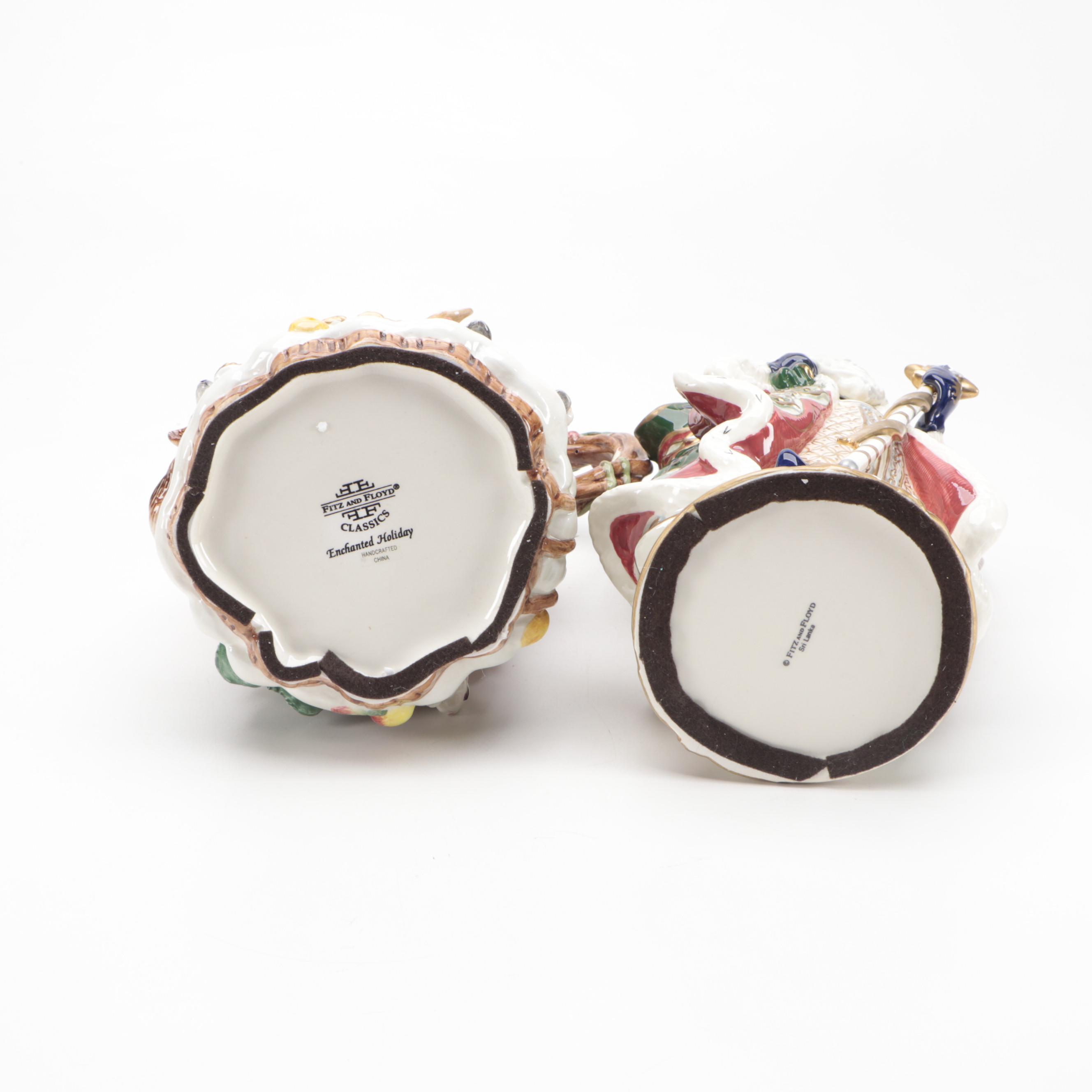 Fitz and Floyd "Enchanted Holiday" and Other Ceramic Teapot and Figurines