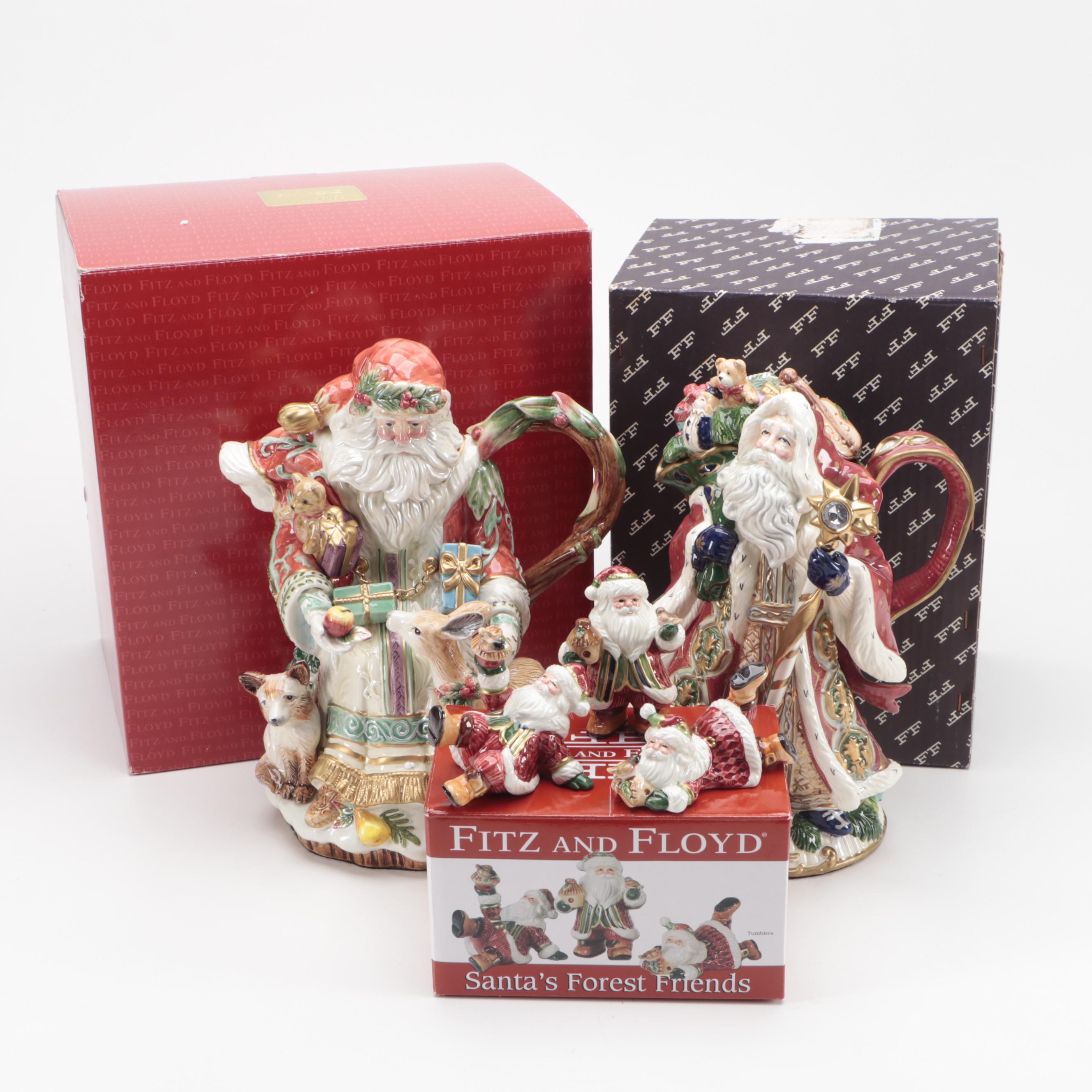 Fitz and Floyd "Enchanted Holiday" and Other Ceramic Teapot and Figurines