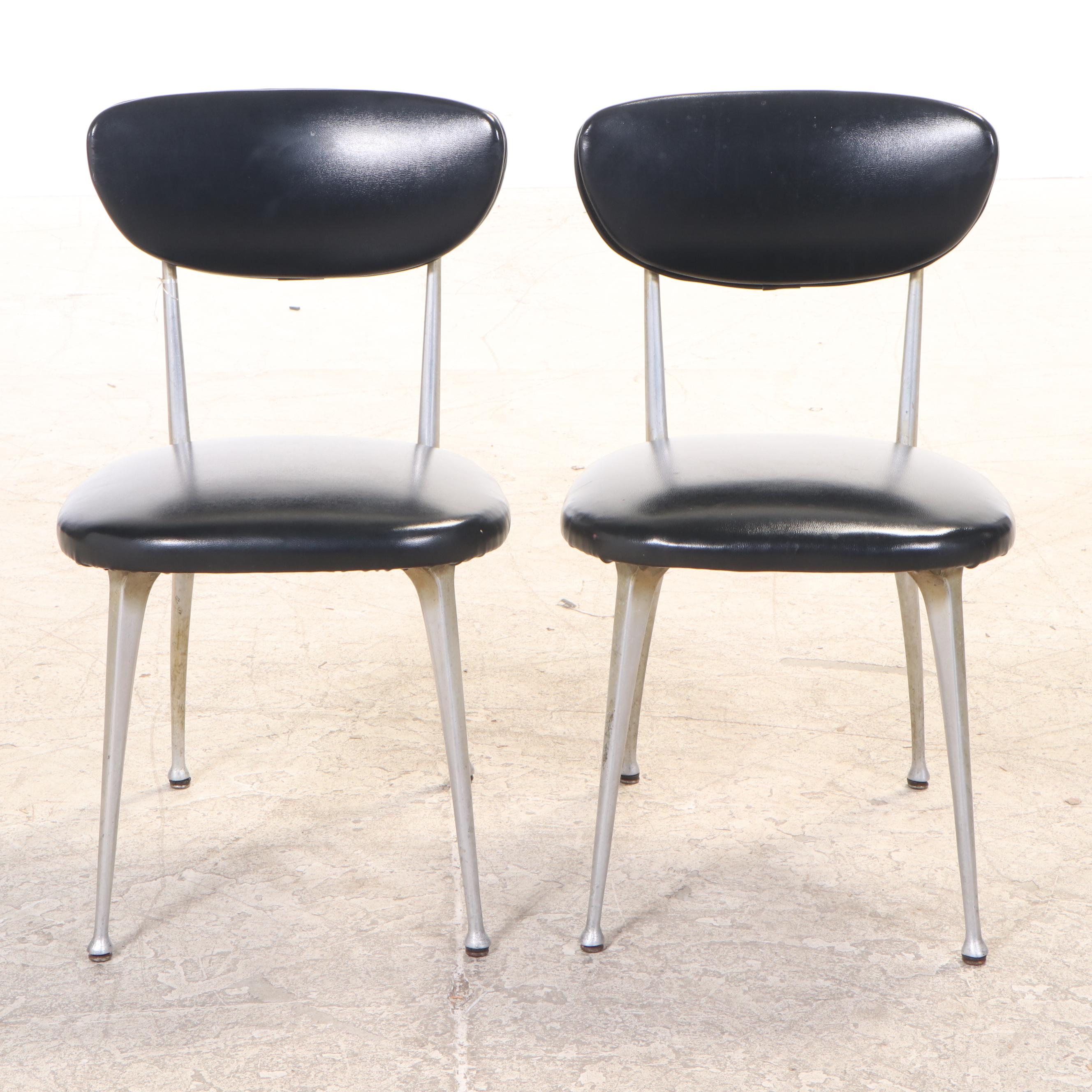 Four Mid Century Modern Shelby Williams "Gazelle" Aluminum and Vinyl Side Chairs