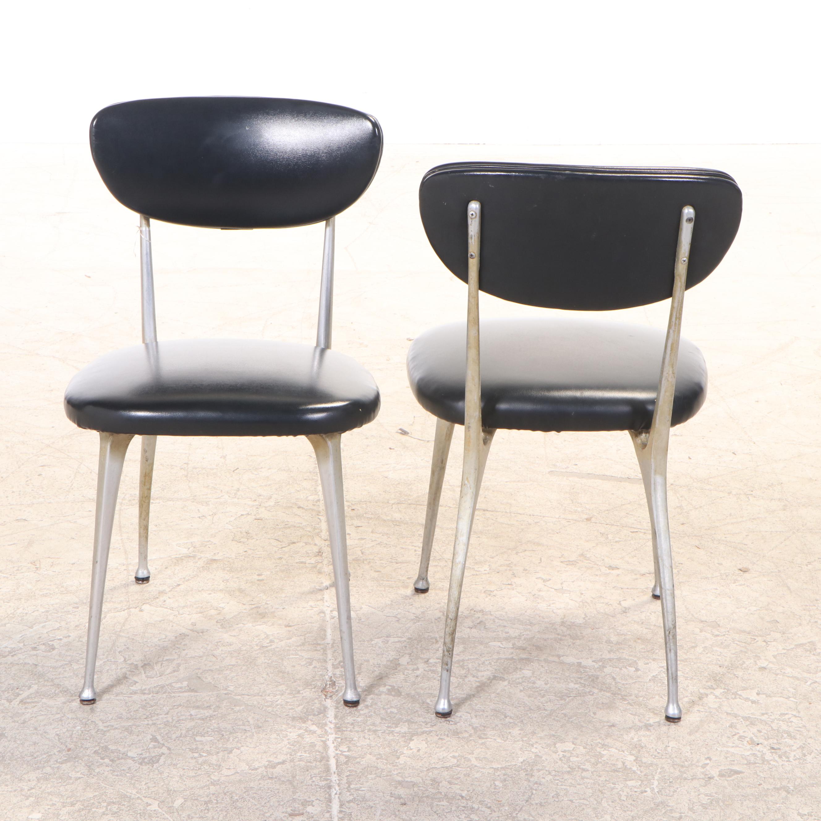 Four Mid Century Modern Shelby Williams "Gazelle" Aluminum and Vinyl Side Chairs