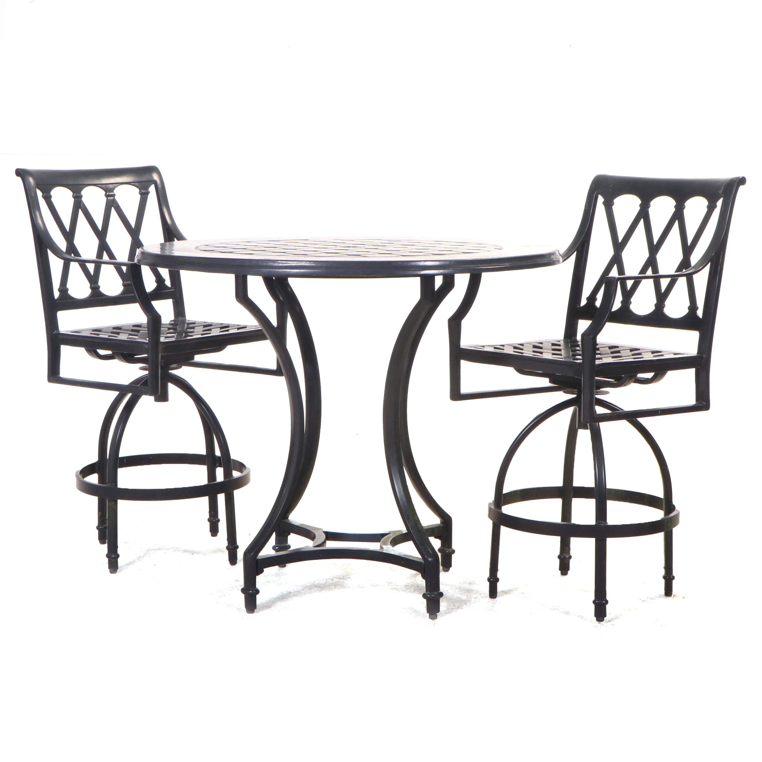 Frontgate Patio Table with Swivel Barstools