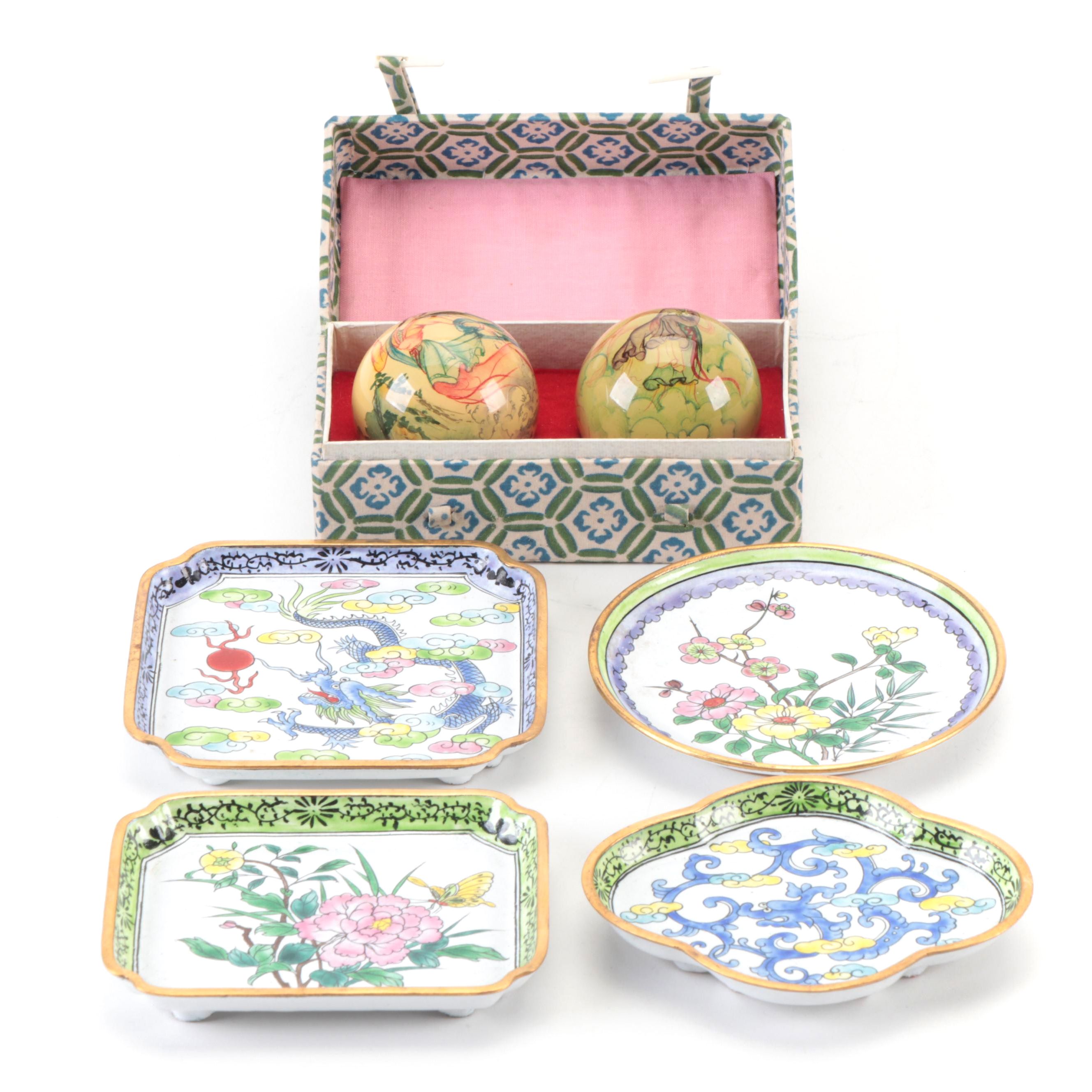 Chinese Enameled Dishes and Boading Balls