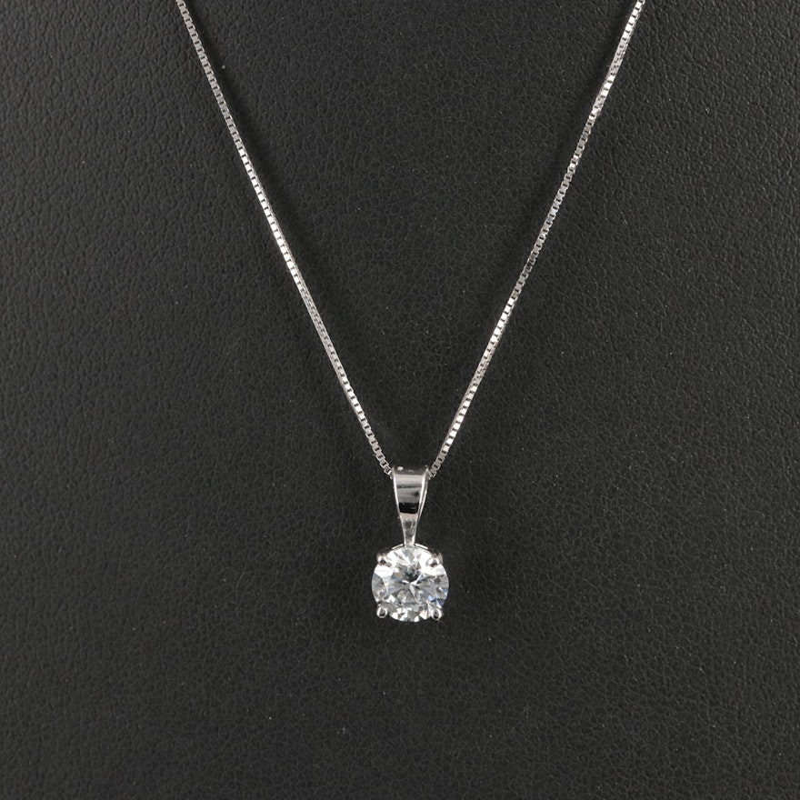 14K 0.65 CT Lab Grown Diamond Solitaire Pendant Necklace