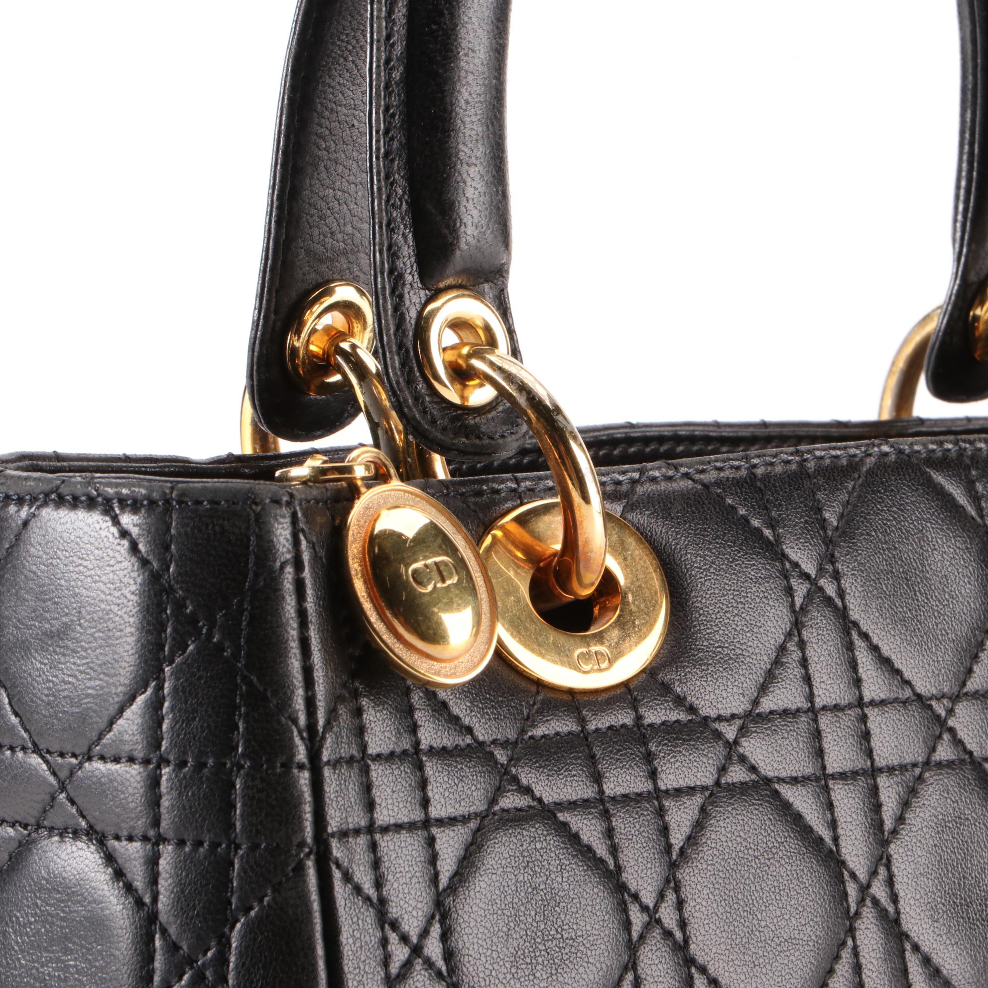 Christian Dior Medium Lady Dior Handbag in Cannage Quilted Lambskin Leather