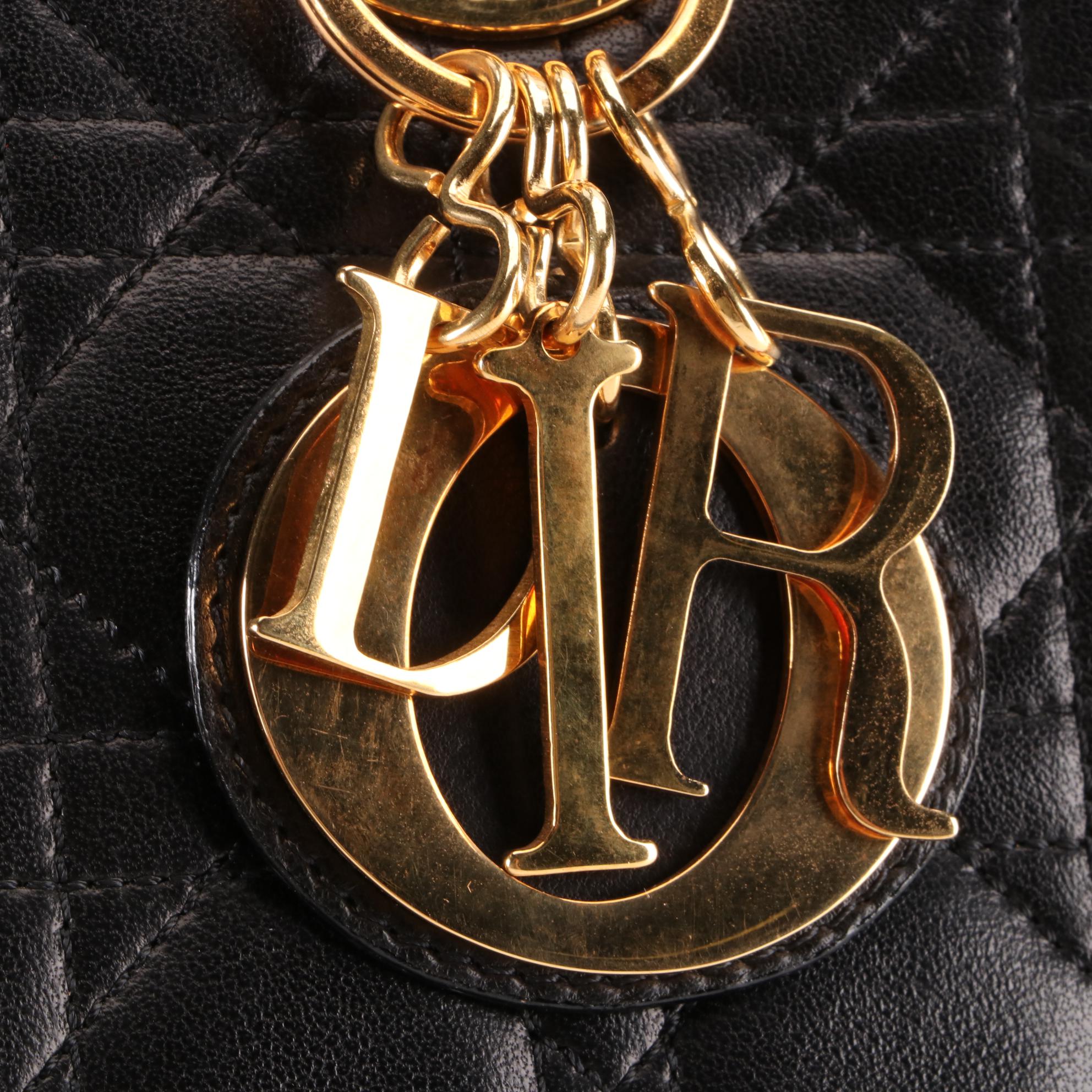 Christian Dior Medium Lady Dior Handbag in Cannage Quilted Lambskin Leather