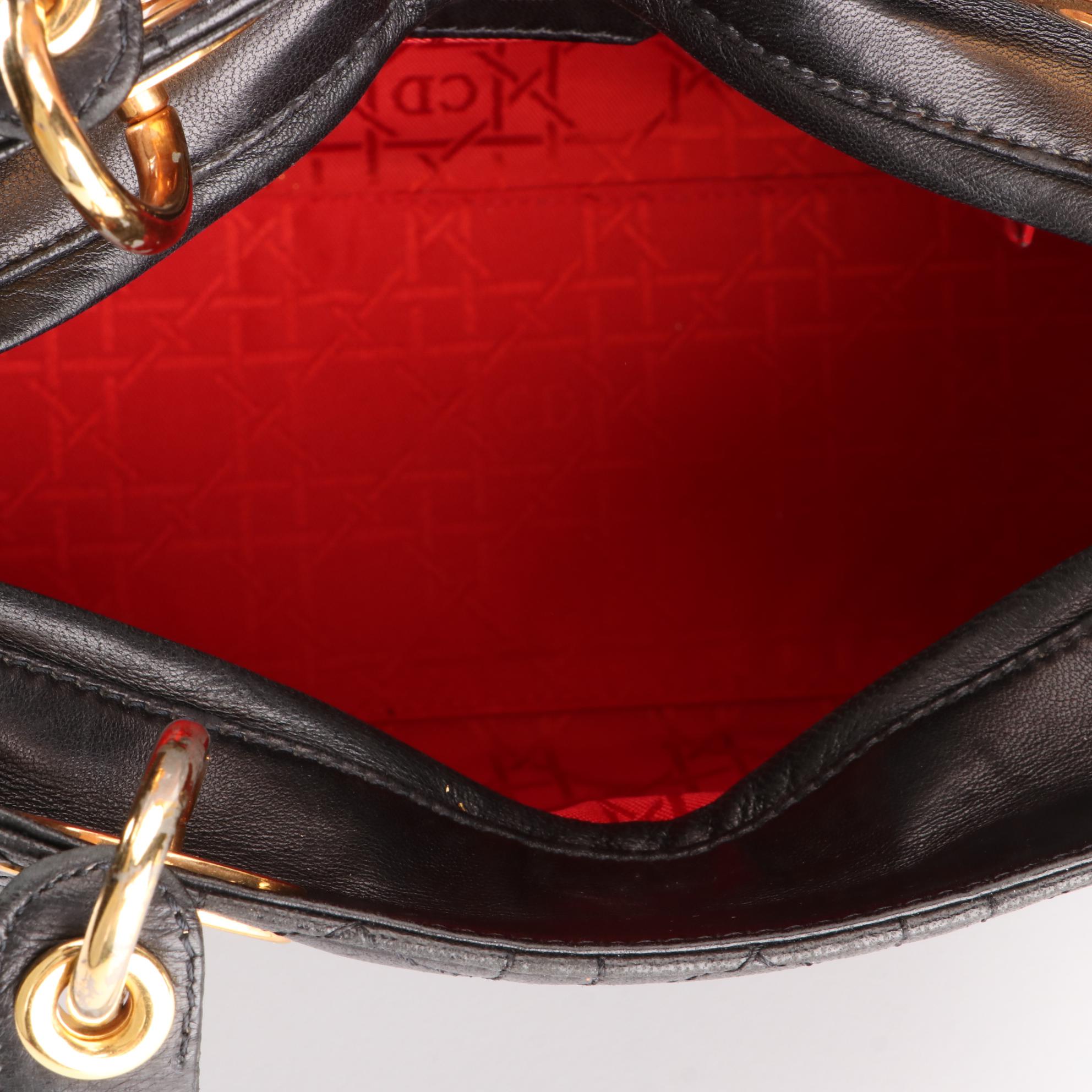 Christian Dior Medium Lady Dior Handbag in Cannage Quilted Lambskin Leather