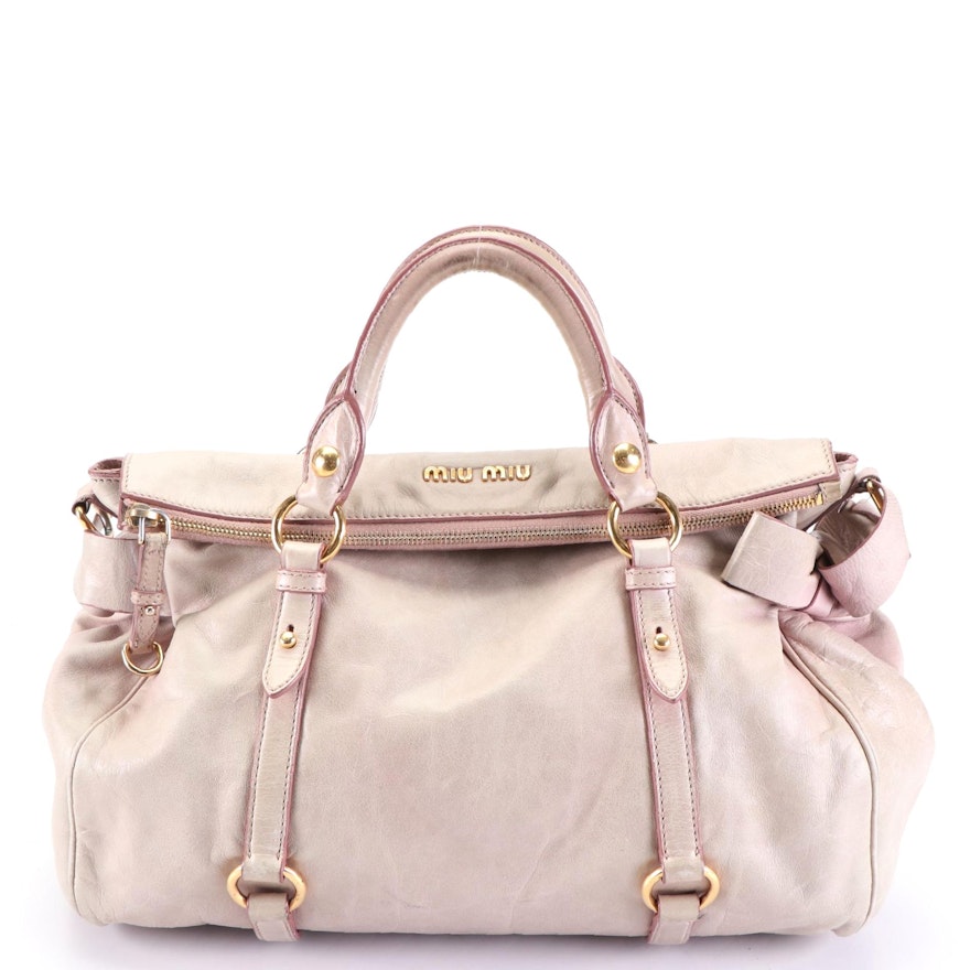 Miu Miu Vitello Bow Satchel in Grained Leather