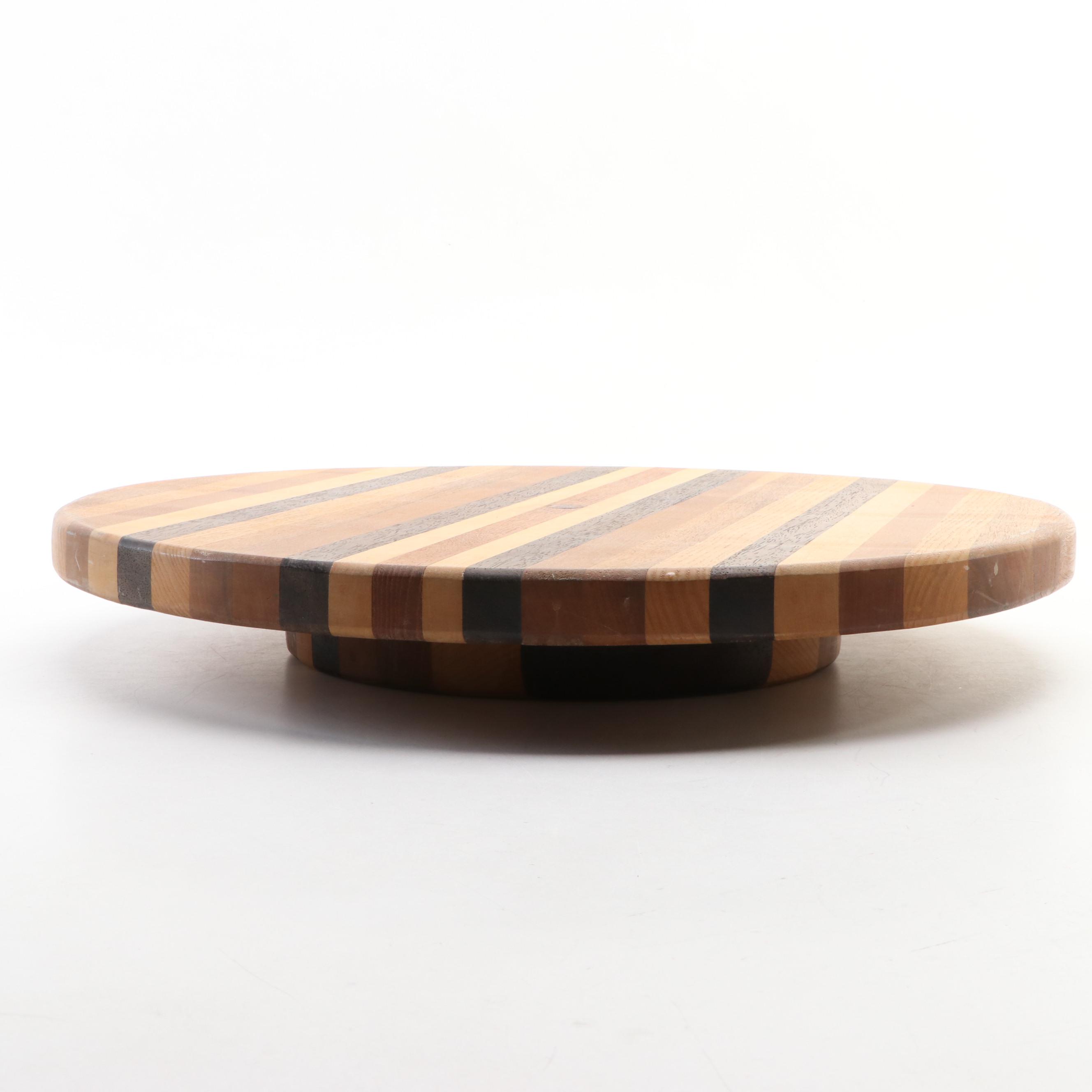 Multi-Wood Lazy Susan with Ceramic Relish Dish