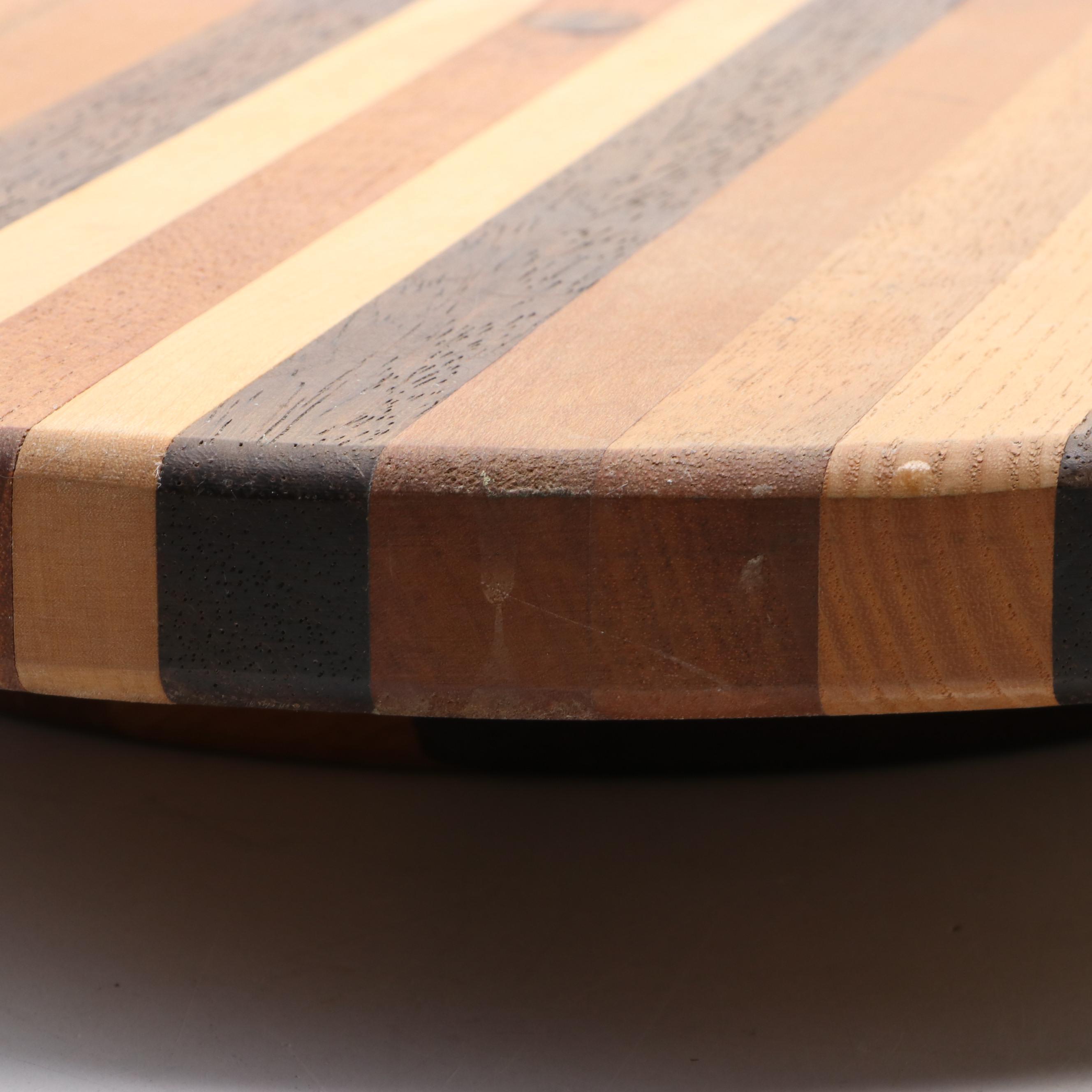 Multi-Wood Lazy Susan with Ceramic Relish Dish