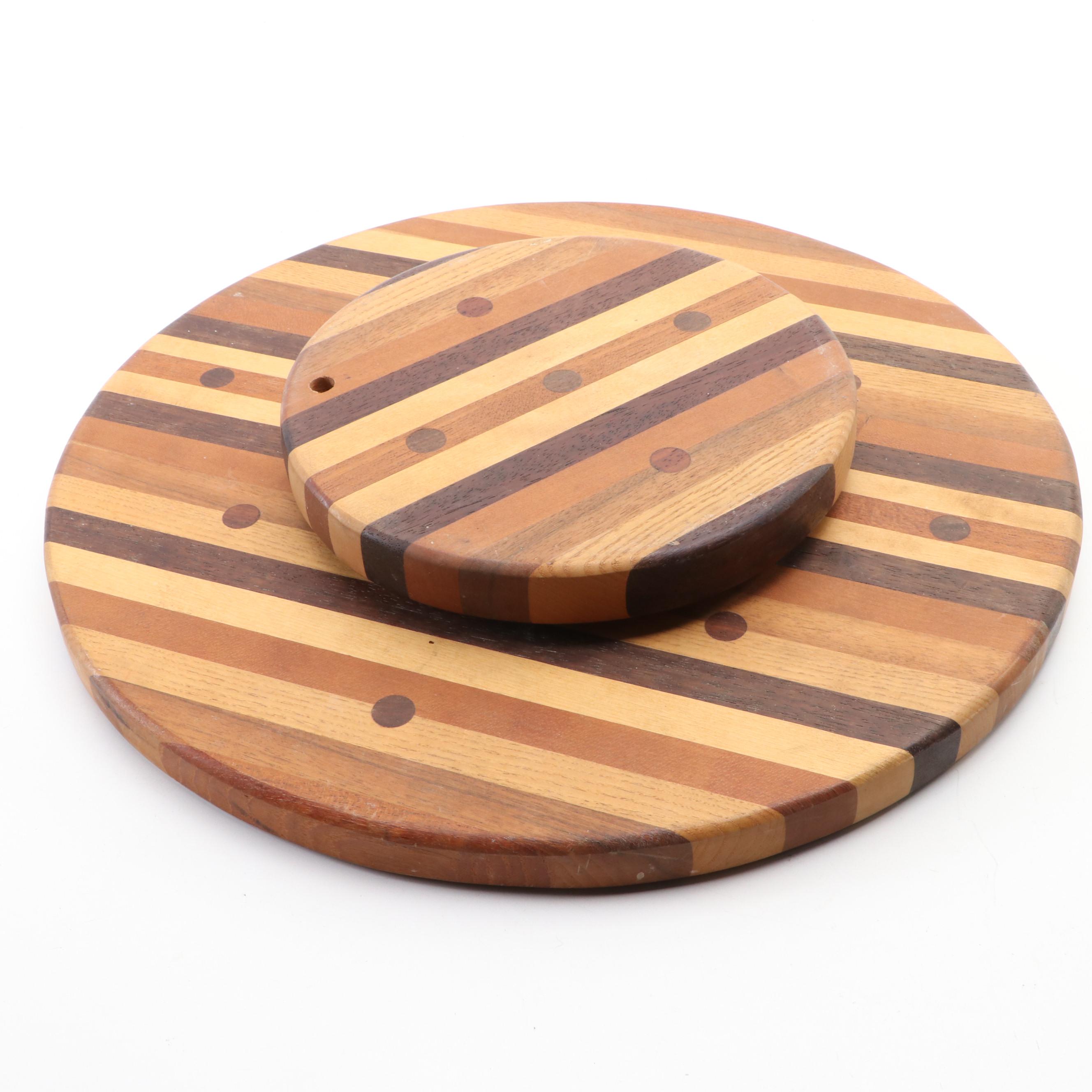Multi-Wood Lazy Susan with Ceramic Relish Dish