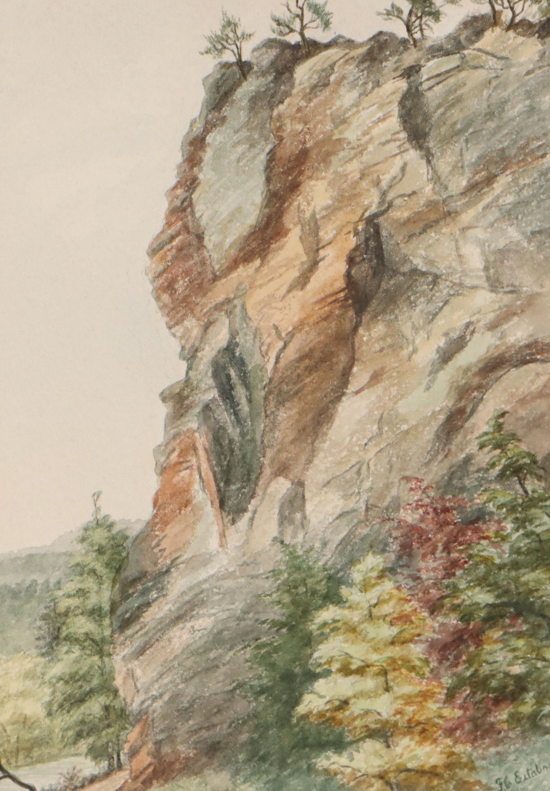 Watercolor Painting of Rocky Cliff "Lover's Leap"