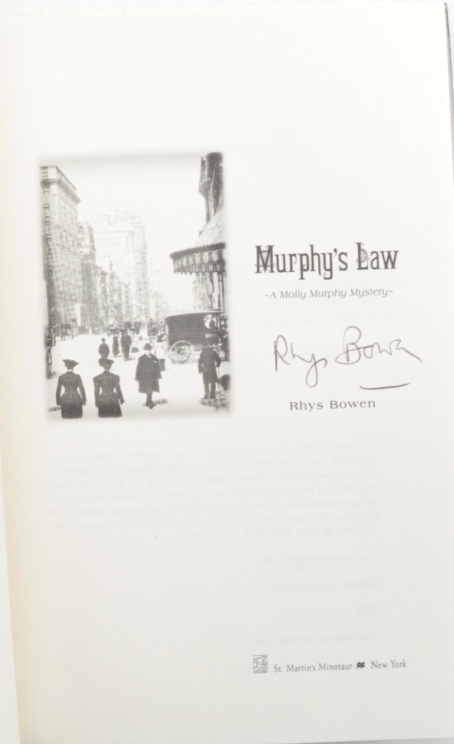 Signed First Edition "Murphy's Law" by Rhys Bowen and More