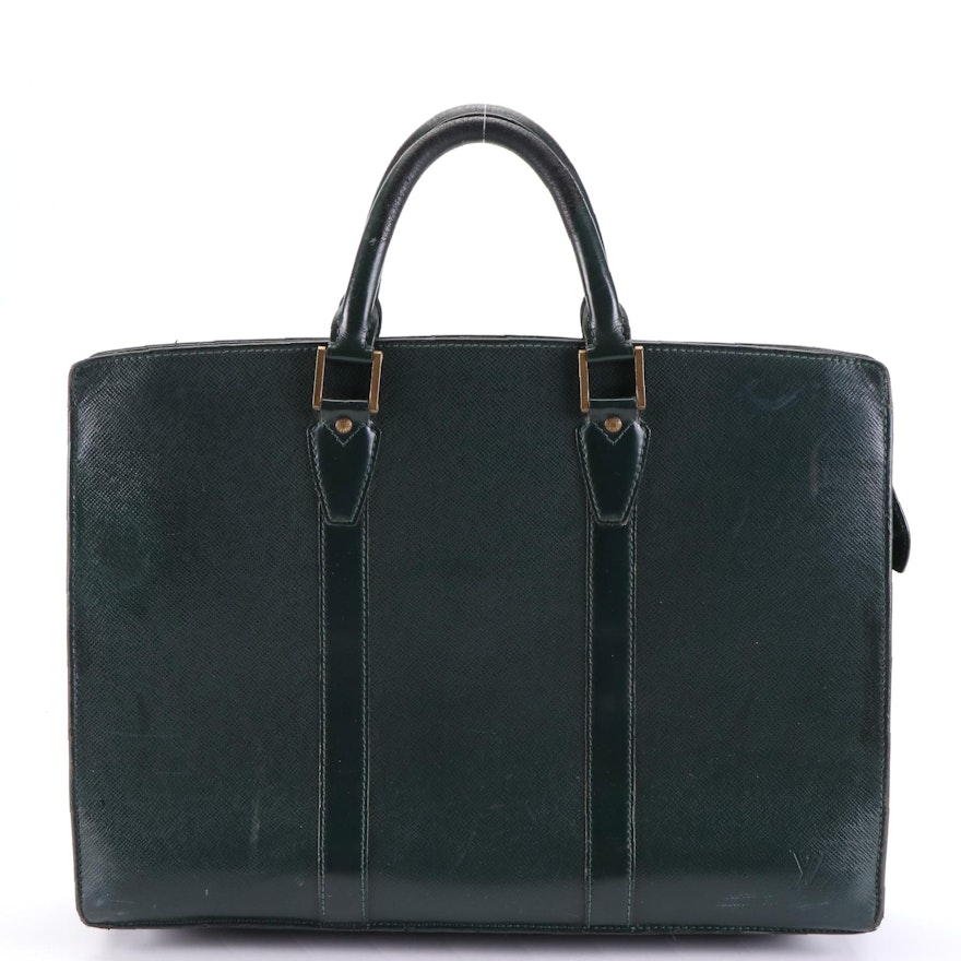 Louis Vuitton Business Bag in Green Taïga Leather