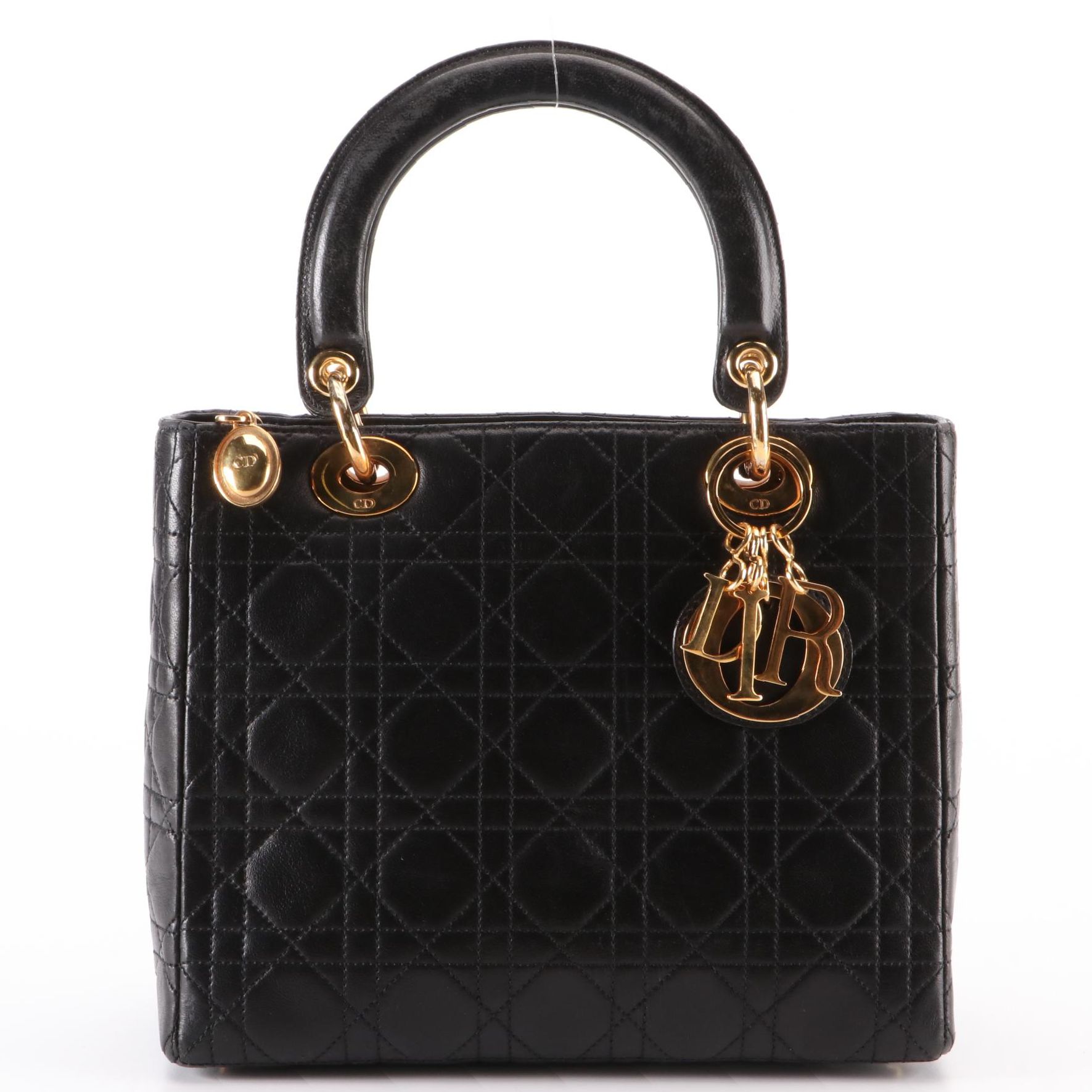 Christian Dior Medium Lady Dior Handbag in Cannage Quilted Lambskin Leather